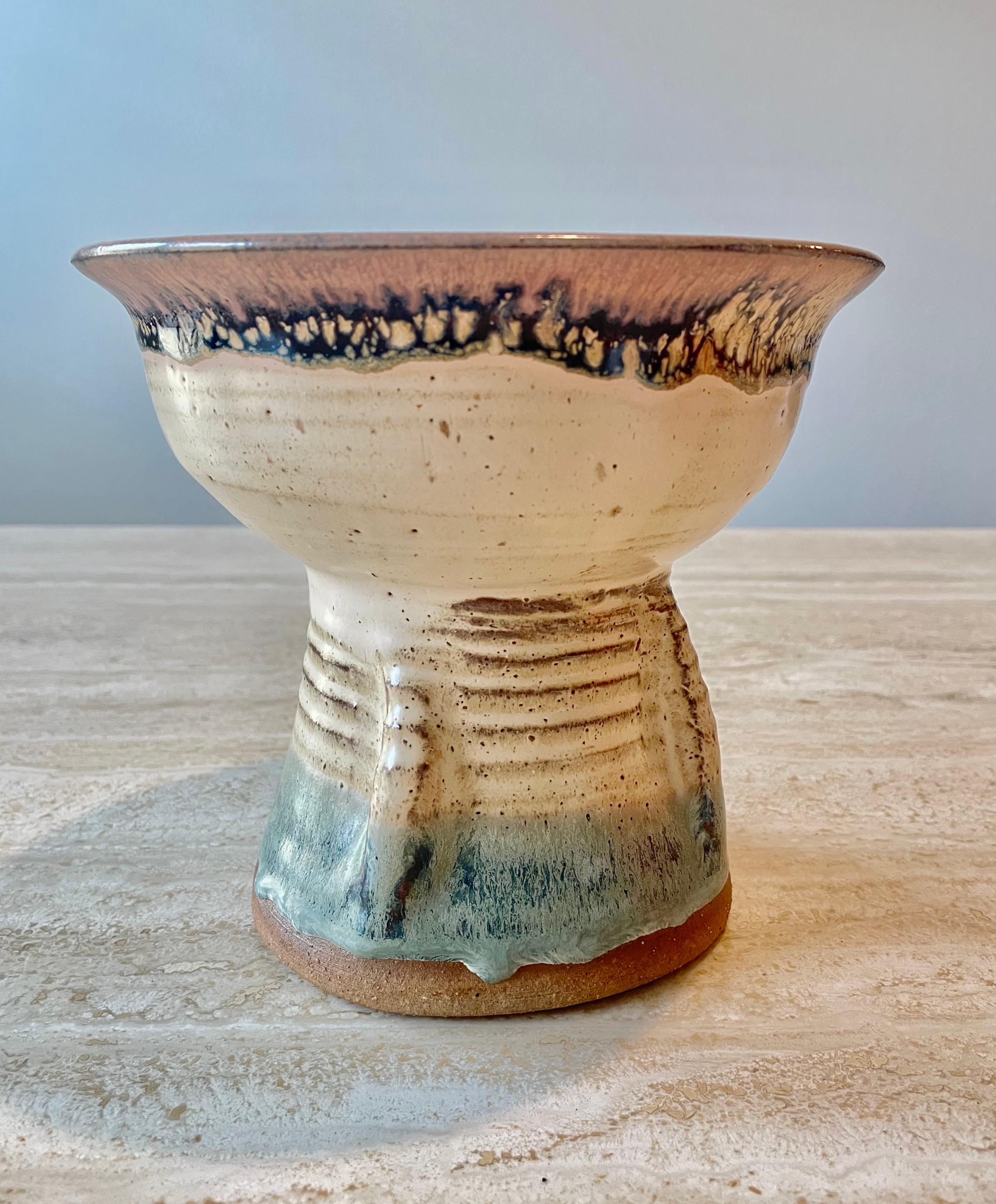 Midcentury Stoneware Splatter Bowl For Sale 1