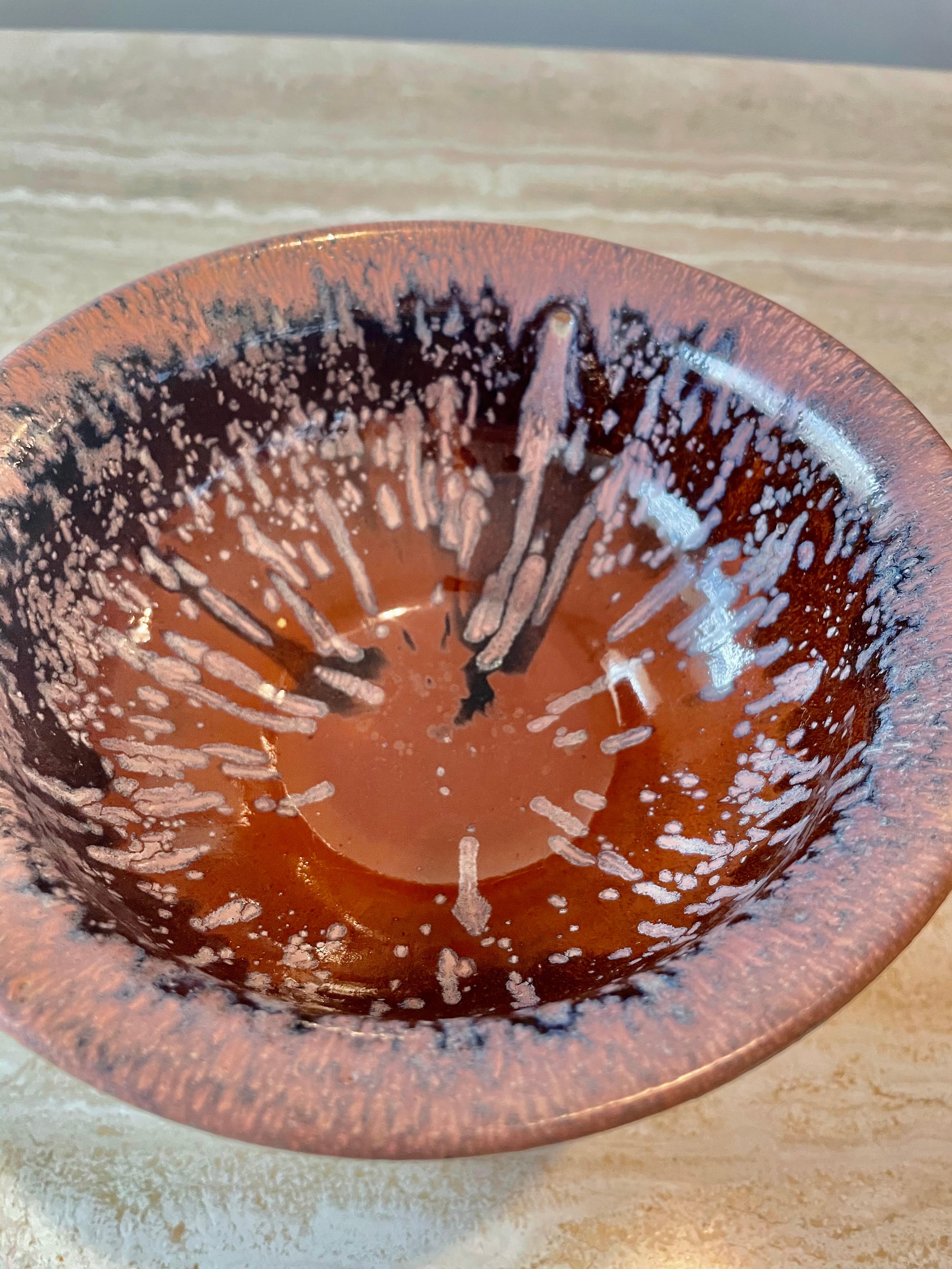 Midcentury Stoneware Splatter Bowl For Sale 2