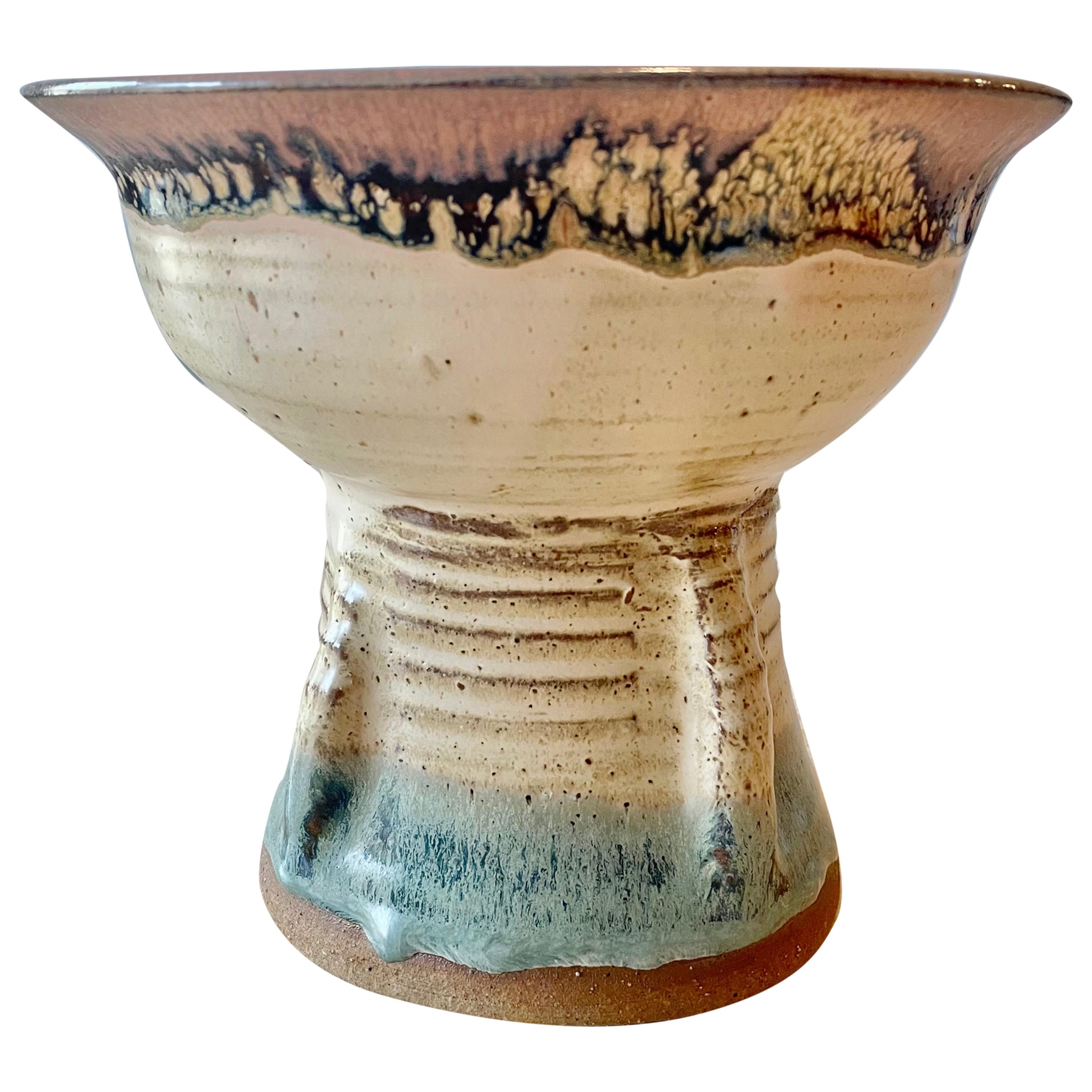 Midcentury Stoneware Splatter Bowl For Sale
