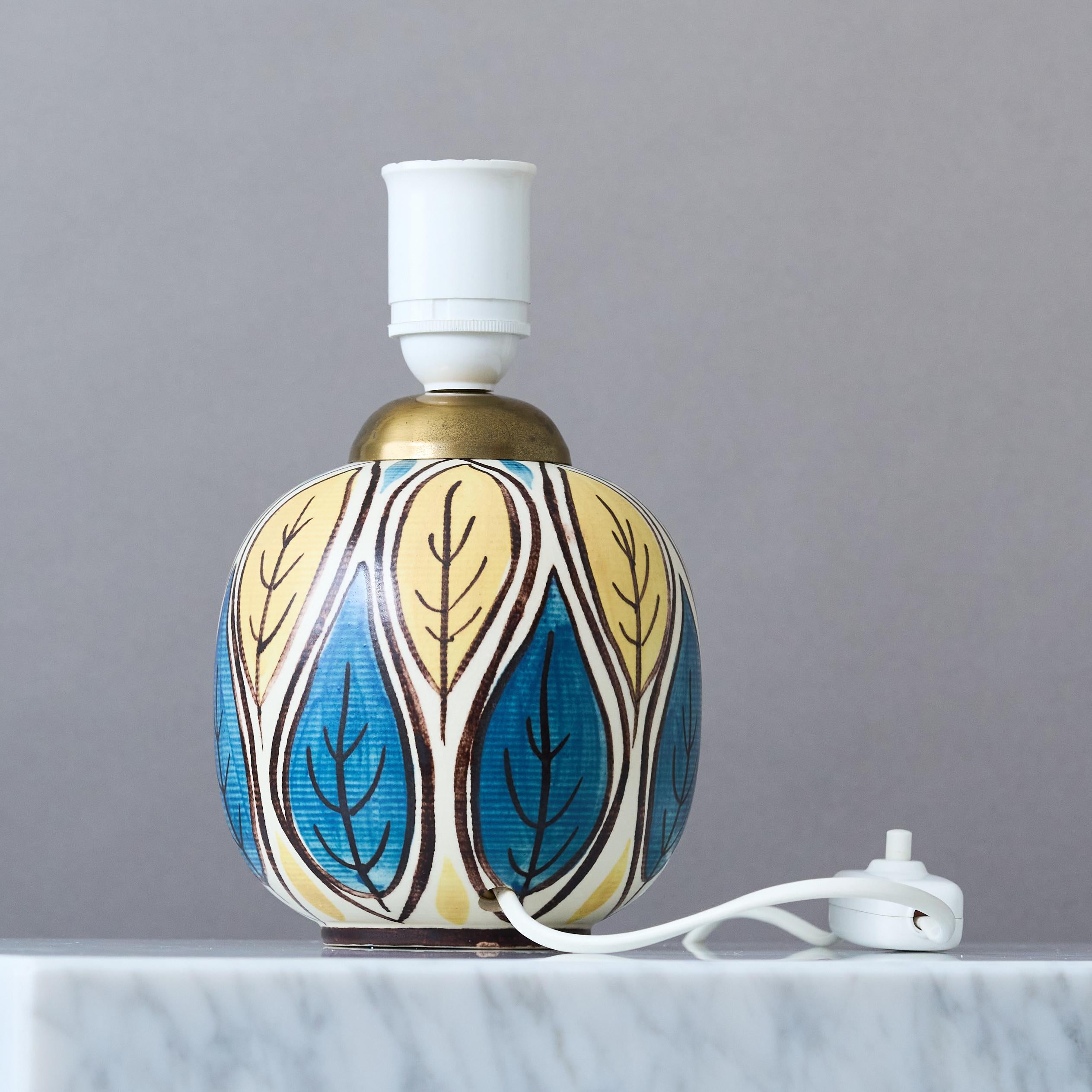 Mid-Century Stoneware Table Lamp by Hertha Bengtson for Rörstrand, Sweden, 1950s For Sale 2