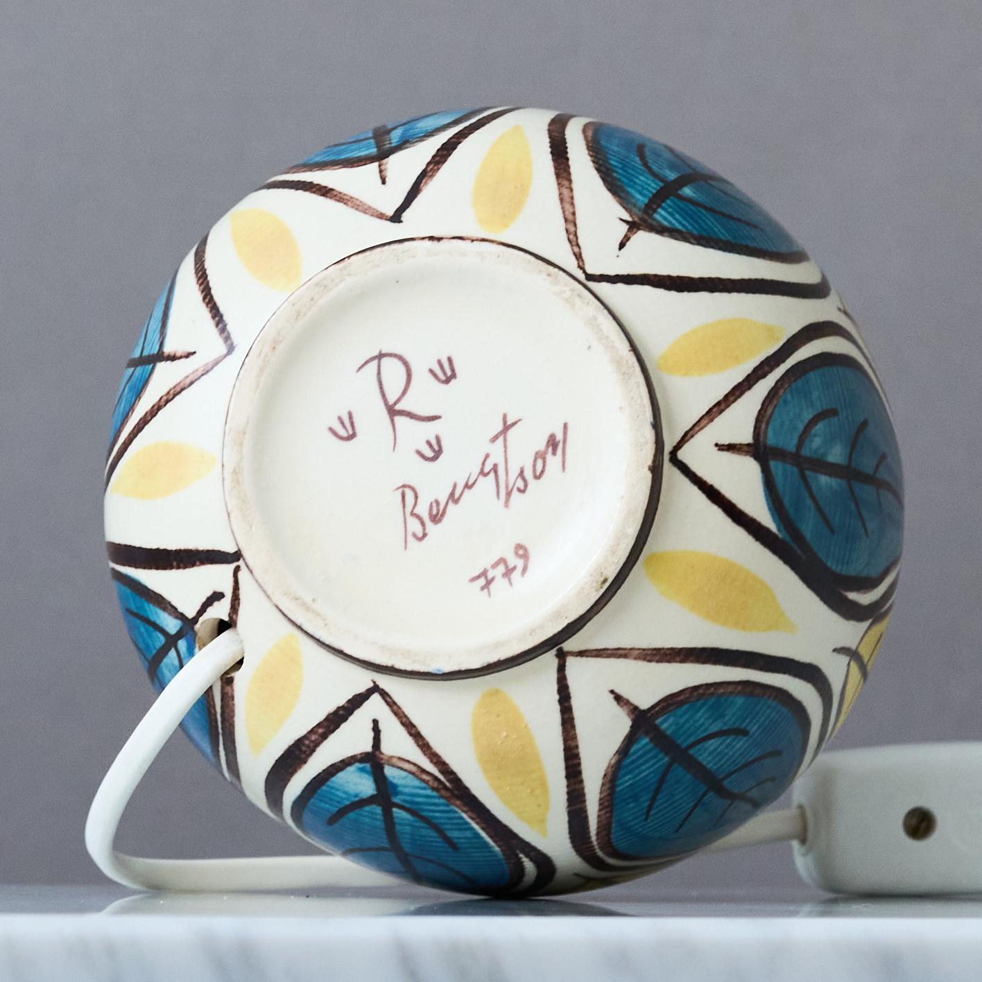Mid-Century Stoneware Table Lamp by Hertha Bengtson for Rörstrand, Sweden, 1950s For Sale 3