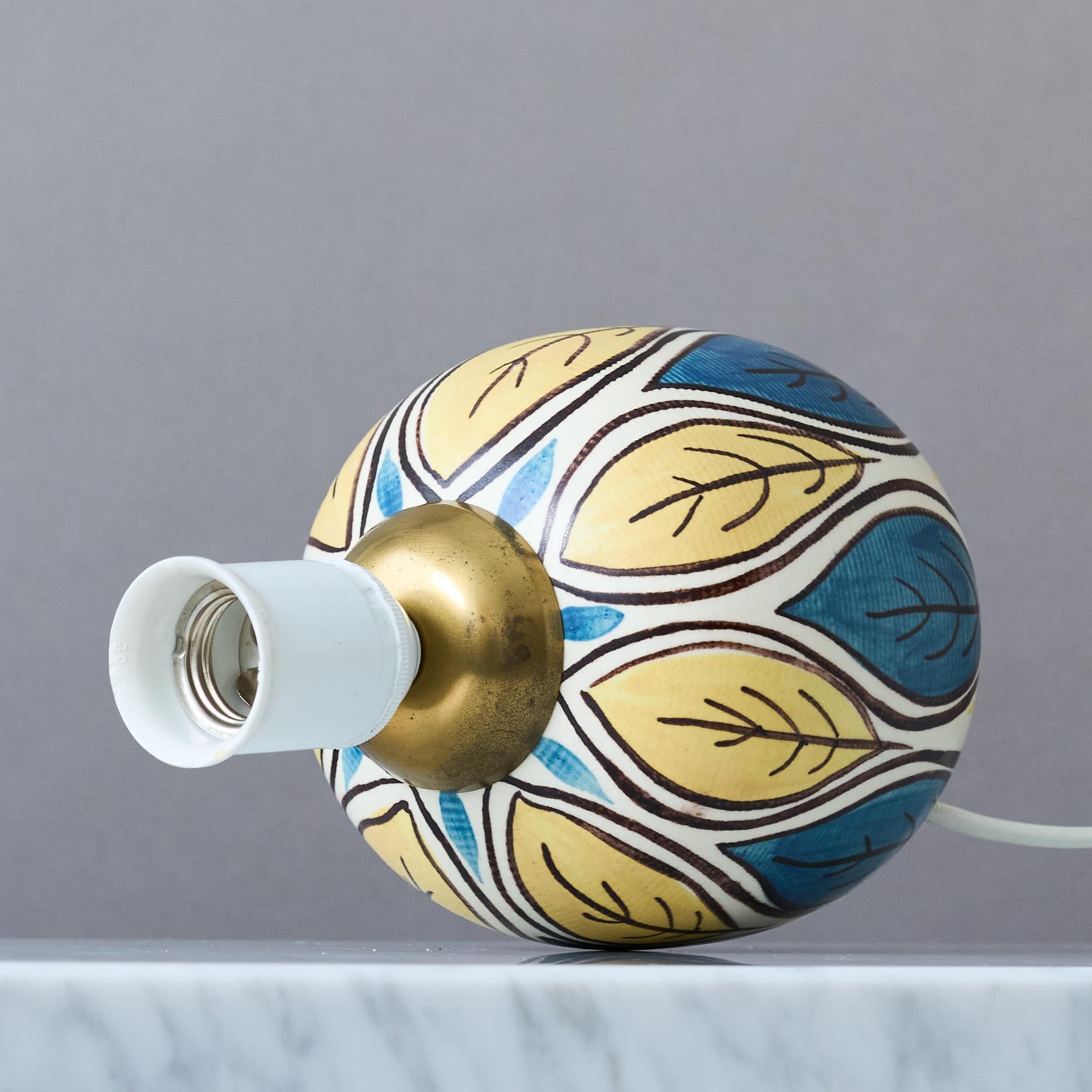 Glazed Mid-Century Stoneware Table Lamp by Hertha Bengtson for Rörstrand, Sweden, 1950s For Sale