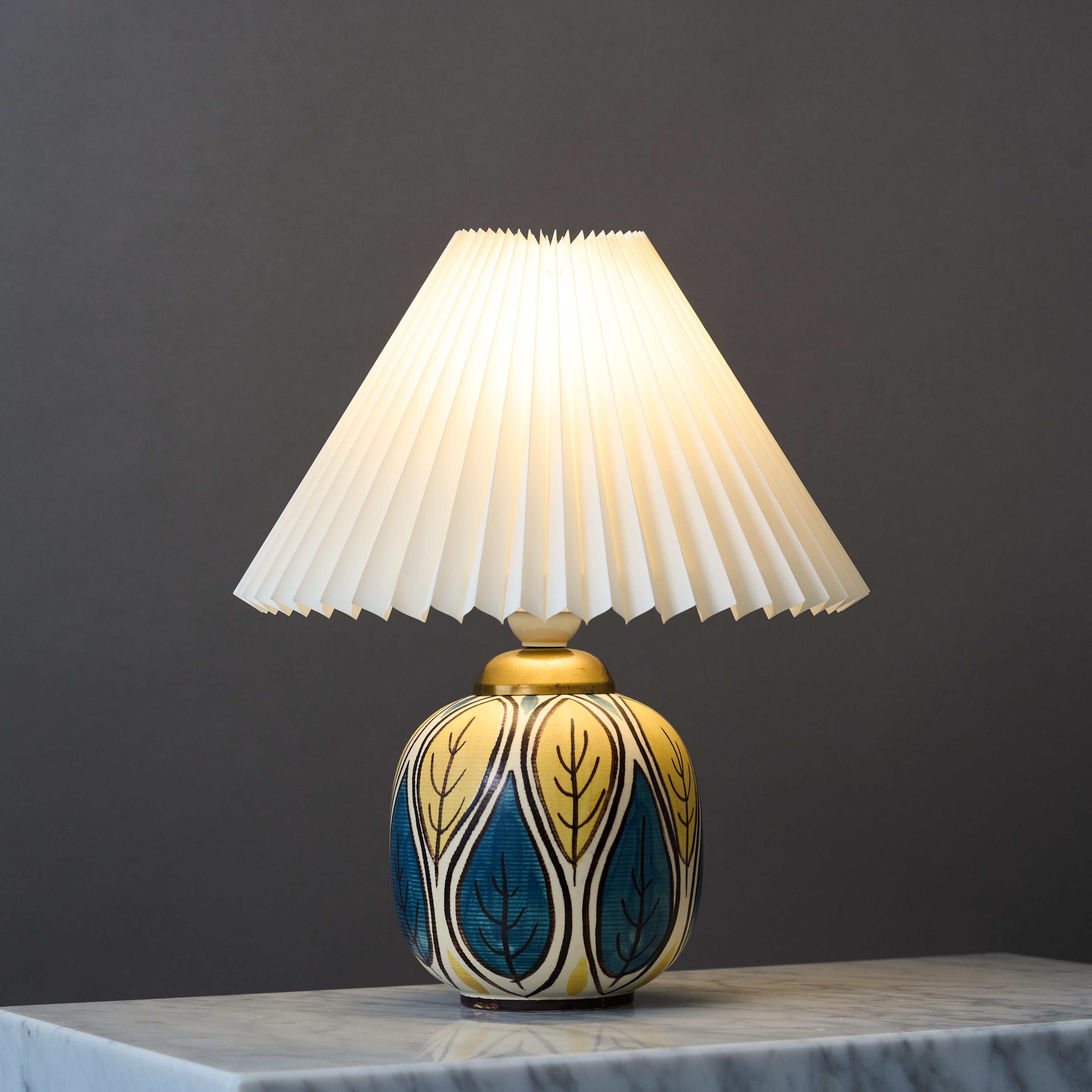 20th Century Mid-Century Stoneware Table Lamp by Hertha Bengtson for Rörstrand, Sweden, 1950s For Sale