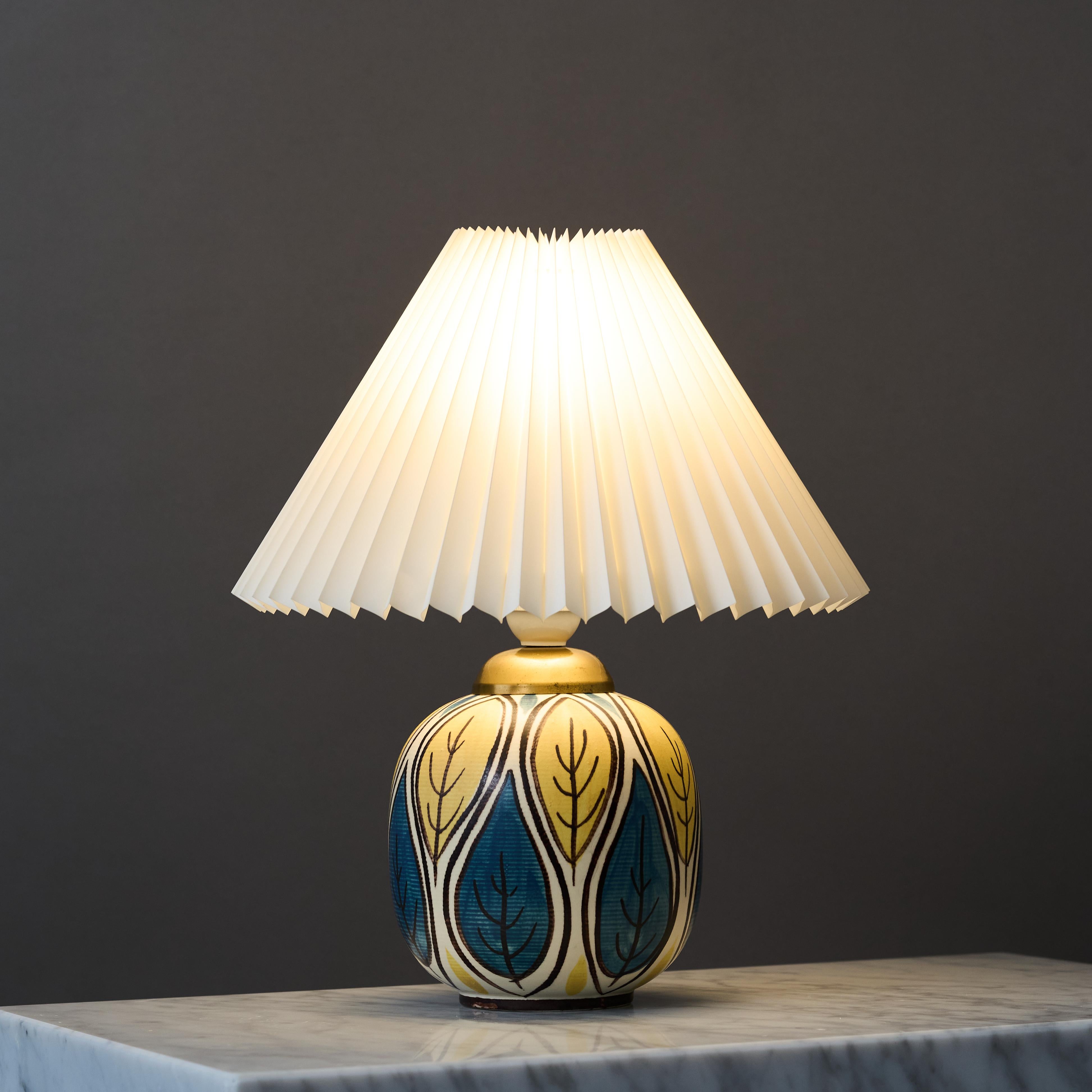 Ceramic Mid-Century Stoneware Table Lamp by Hertha Bengtson for Rörstrand, Sweden, 1950s For Sale