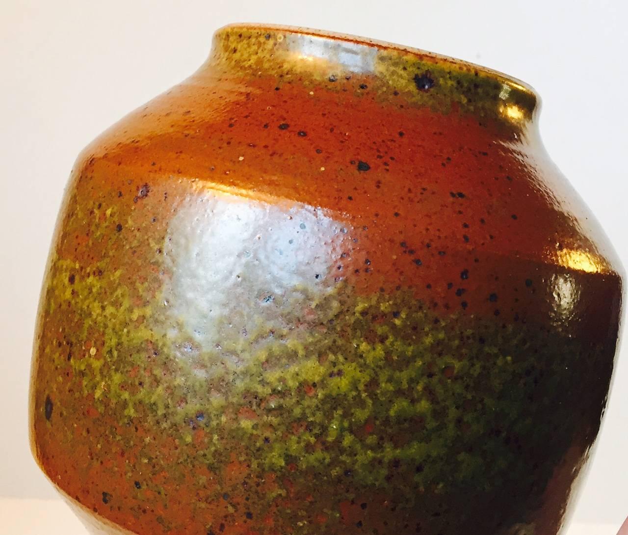 Mid-Century Modern Glazed Stoneware Vase by Female Danish Ceramist Marianne Starck for M. Andersen For Sale
