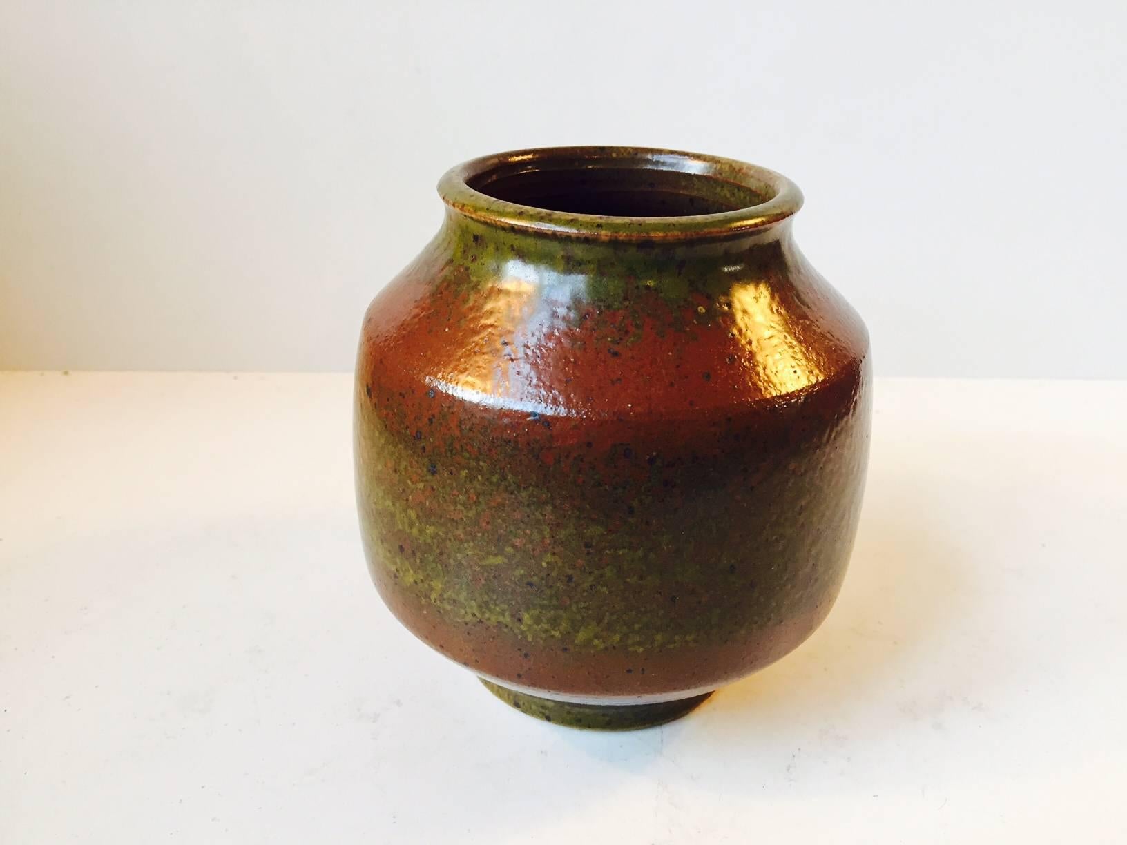 Late 20th Century Glazed Stoneware Vase by Female Danish Ceramist Marianne Starck for M. Andersen For Sale