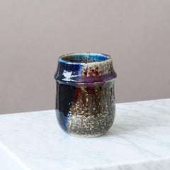 Vase en grès du milieu du siècle par Sylvia Leuchovius pour Rorstrand, Suède, 1973