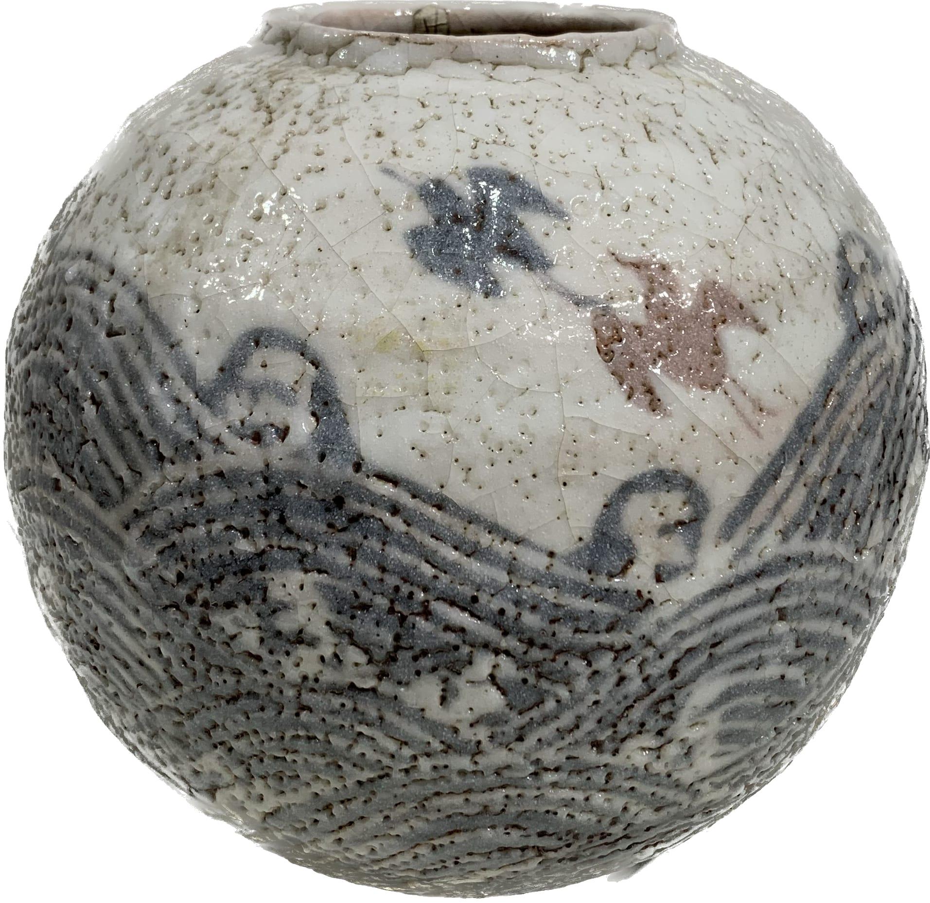 Glazed Midcentury Stoneware Vase  For Sale