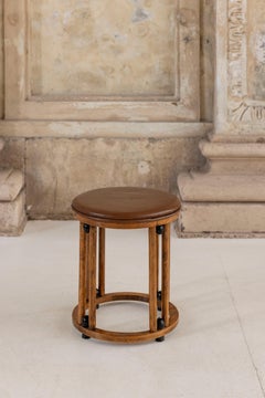 Hocker aus der Mitte des Jahrhunderts, Josef Hoffman Thonet-Mundus Borlova zugeschrieben