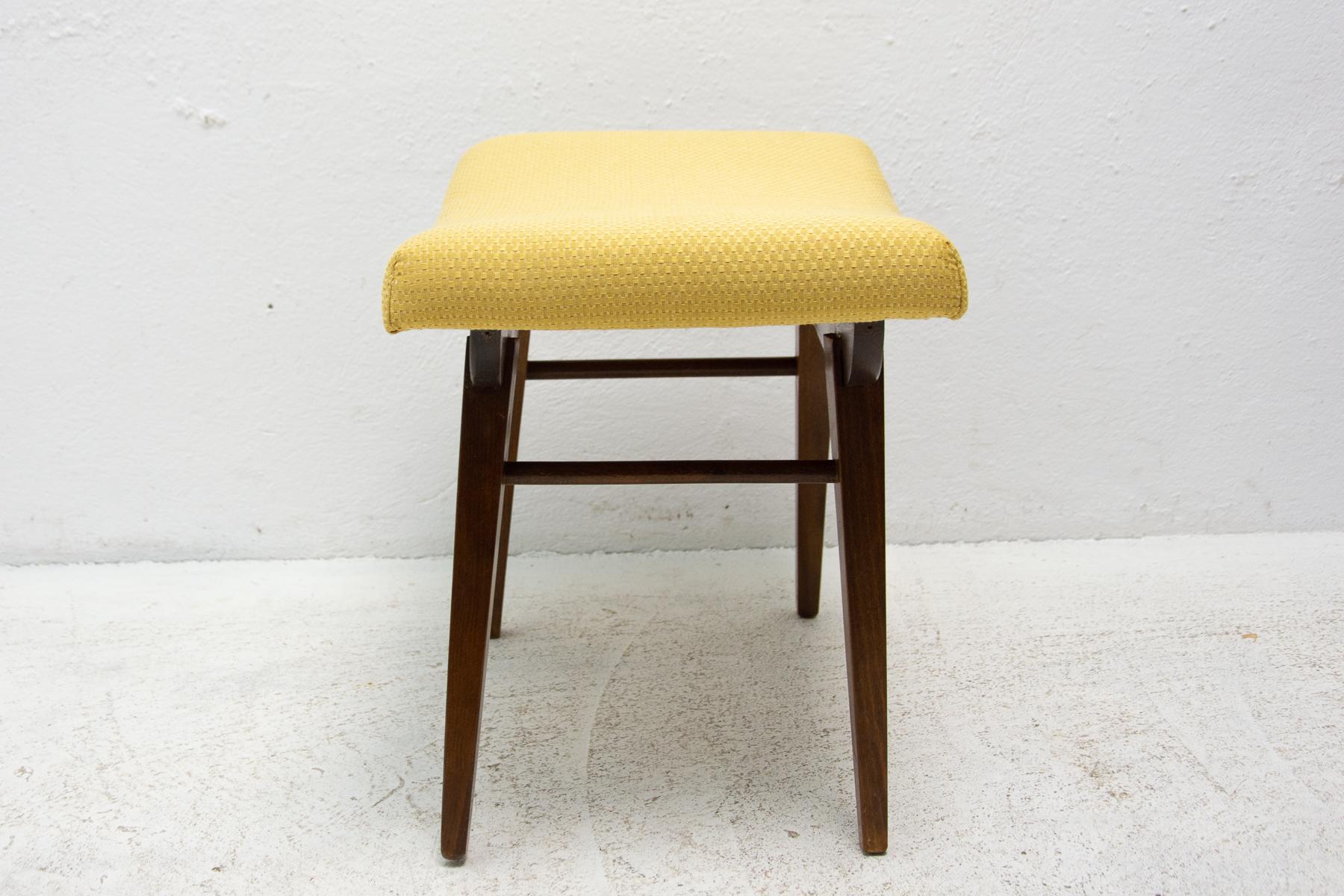 Fabric Mid Century Stool, Footrest, Západoslovenské nábytkárské závody, 1970