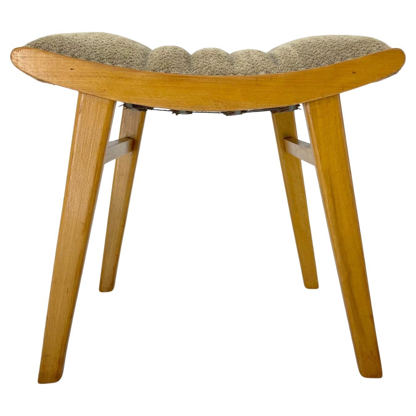 MidCentury Modern Lucite Stool, Vanity Stool White Vinyl Seat on