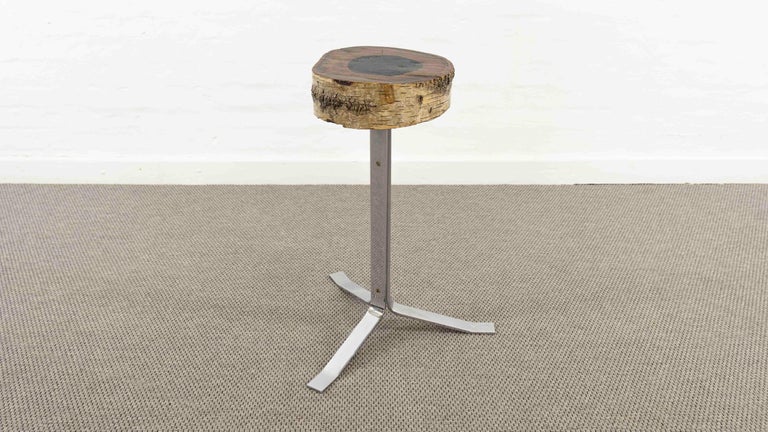 Mid Century Stool in Birch and Steel For Sale at 1stDibs