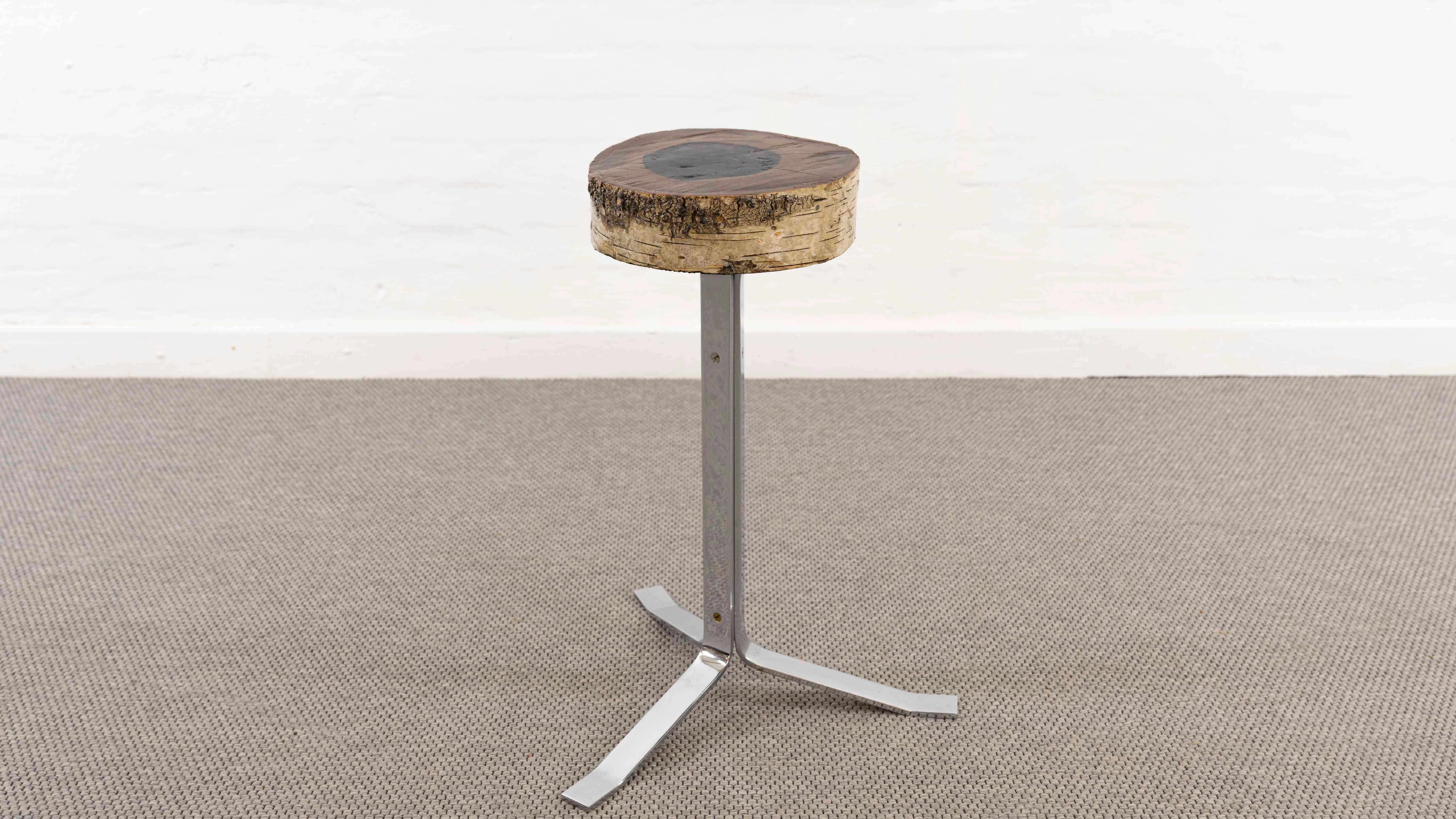 Mid-Century Modern Mid Century Stool in Birch and Steel For Sale