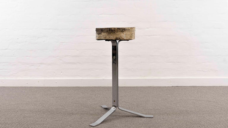 Mid Century Stool in Birch and Steel For Sale at 1stDibs