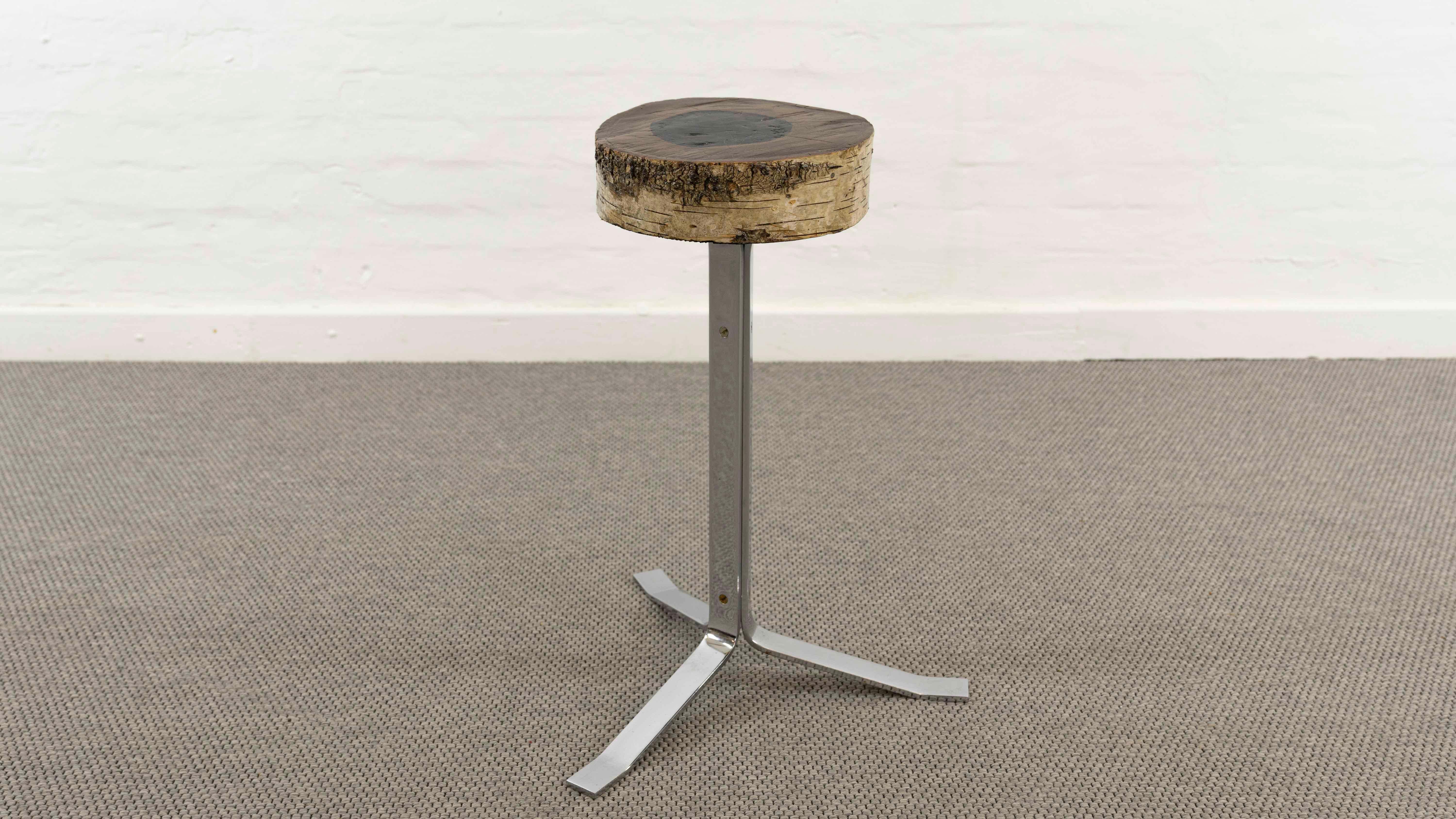Mid Century Stool in Birch and Steel For Sale 1