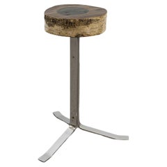 Retro Mid Century Stool in Birch and Steel