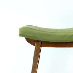 Mid Century Stool in Oak & Velvel, Ton Czechoslovakia, 1960s