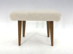 Mid-Century Stool in Sheep Skin Fabric, 1970's
