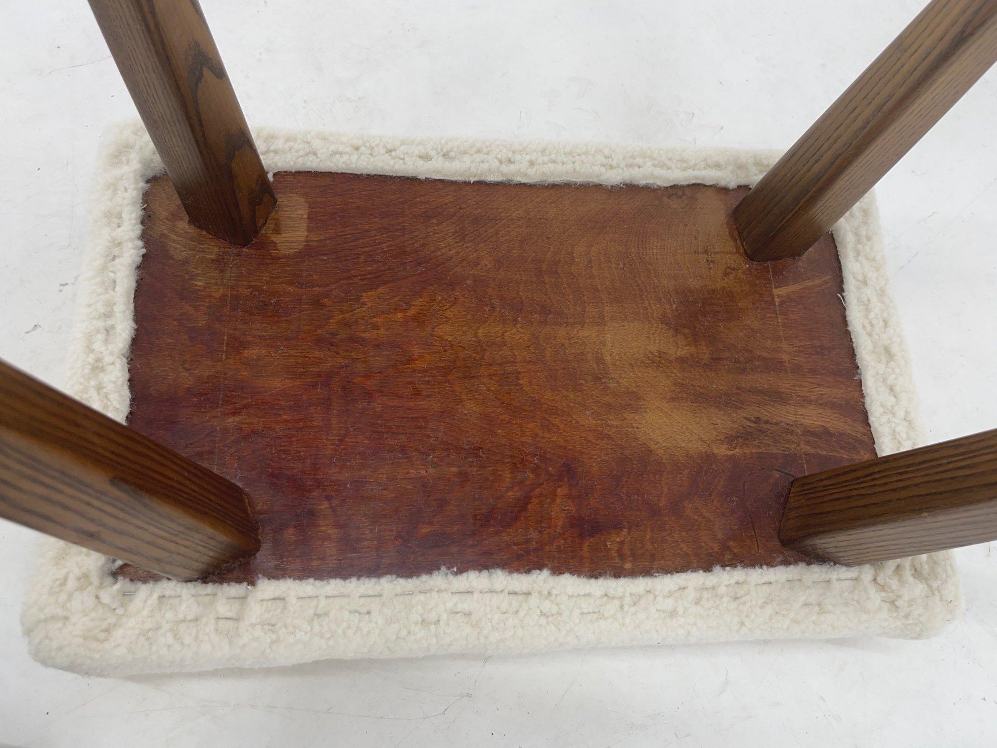 Mid-Century Stool in Sheep Skin Fabric, 1970's For Sale 1