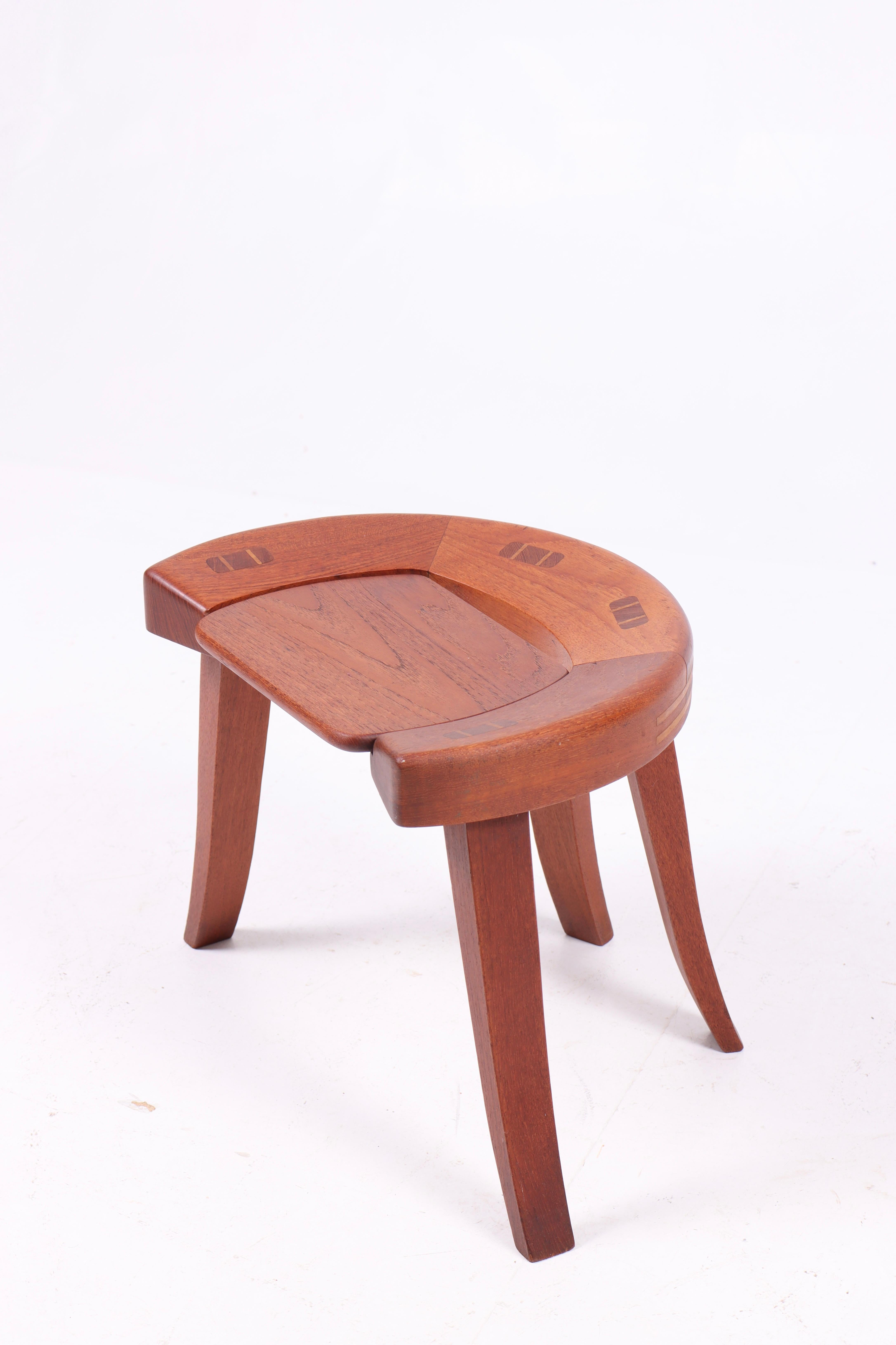 Rare stool in solid teak. Designed and made by ESA Møbelværk. Great original condition.