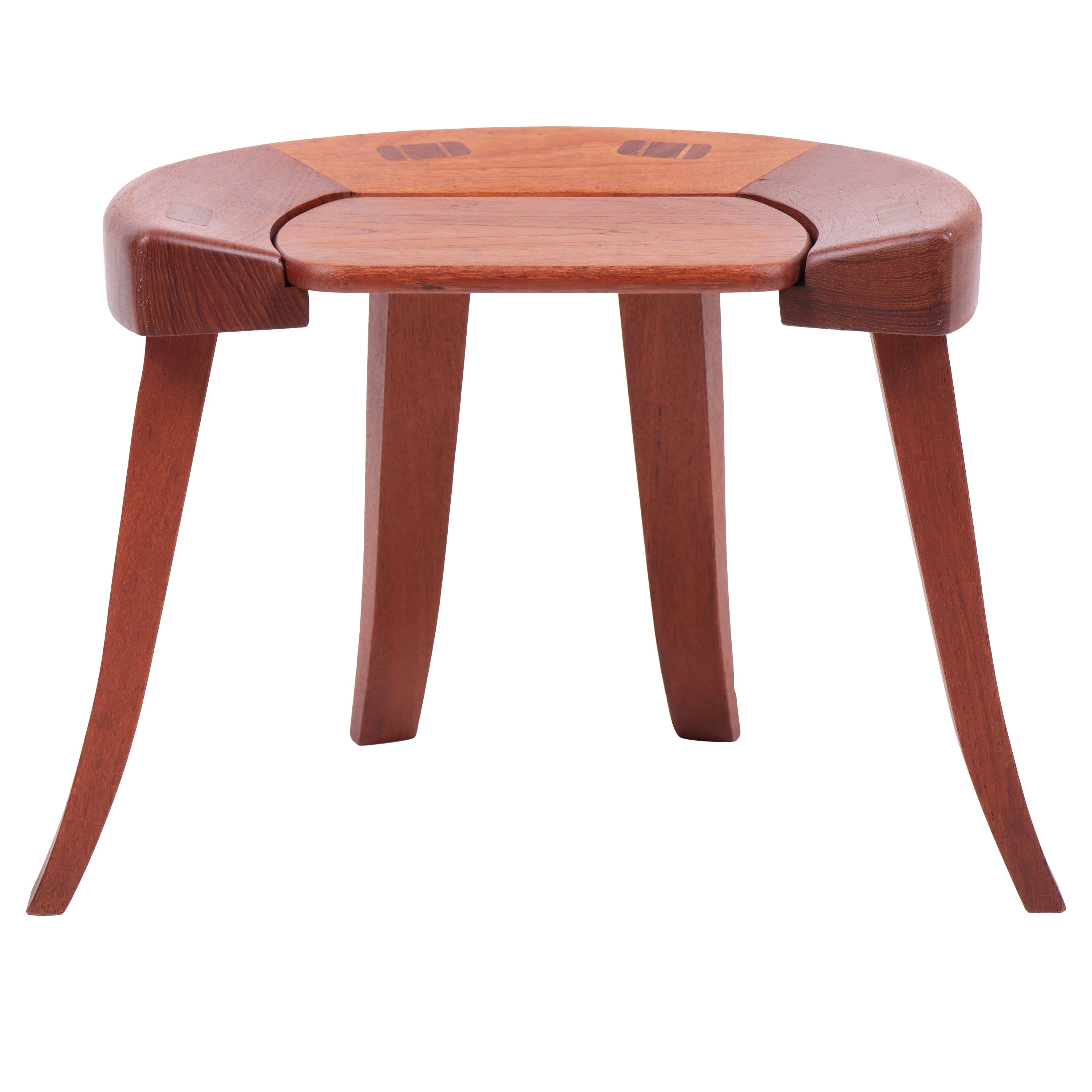Tabouret en teck massif du milieu du siècle par ESA, années 1950