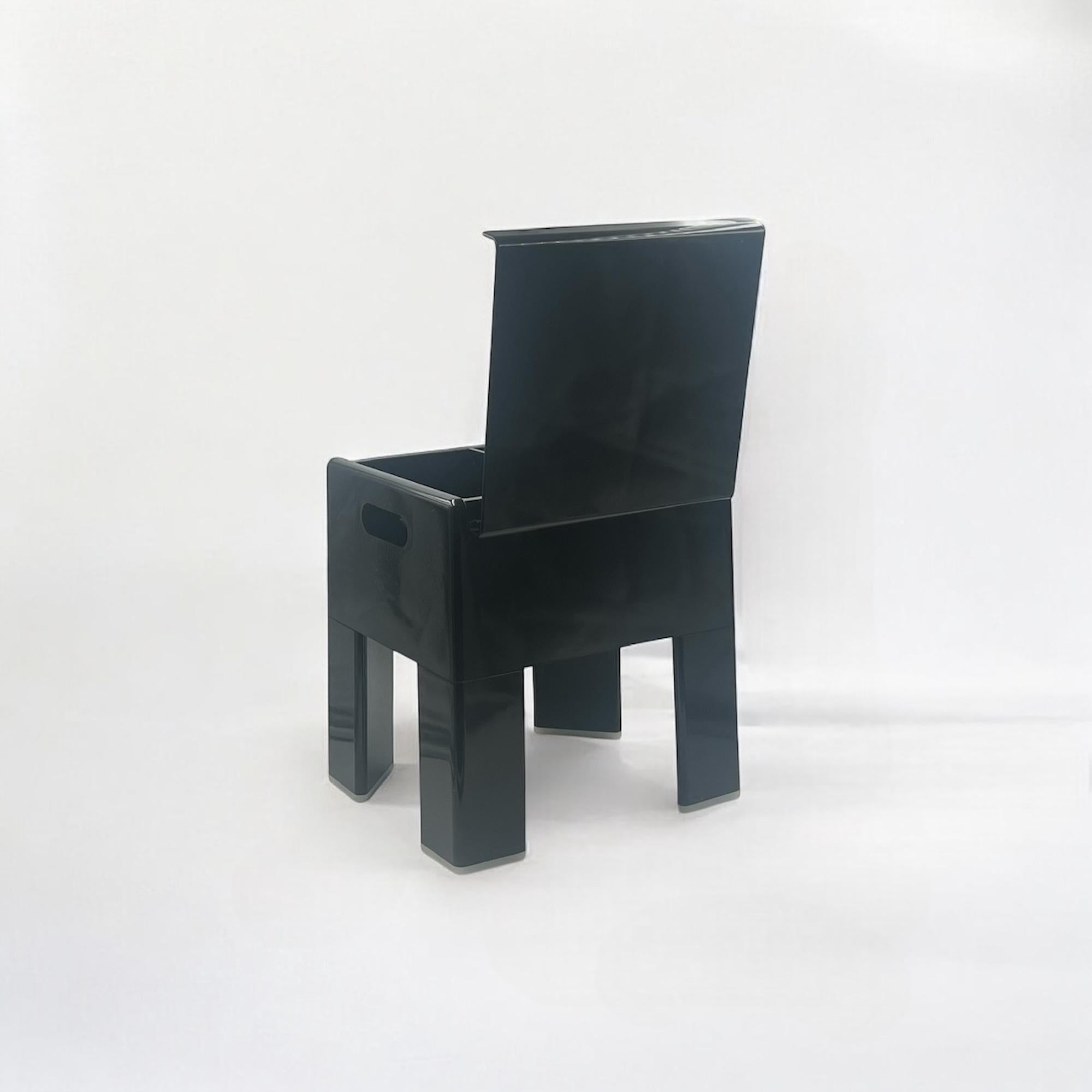 Mid Century Stool with Box by Olaf Von Bohr for Gedy in Glossy Black, 1970s 2
