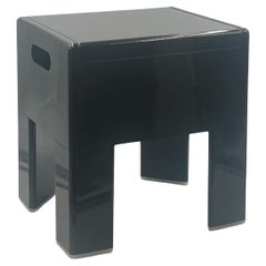 Mid Century Stool with Box by Olaf Von Bohr for Gedy in Glossy Black, 1970s