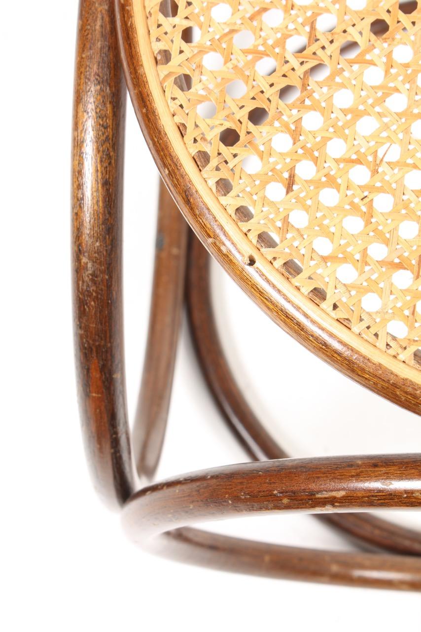 Scandinavian Modern Midcentury Stool with Cane Seat, 1950s