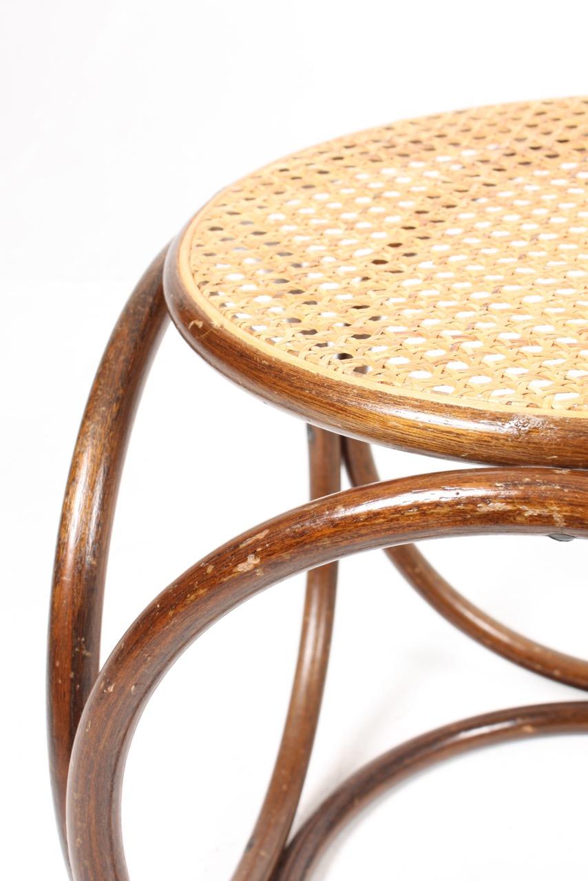 Midcentury Stool with Cane Seat, 1950s For Sale 1
