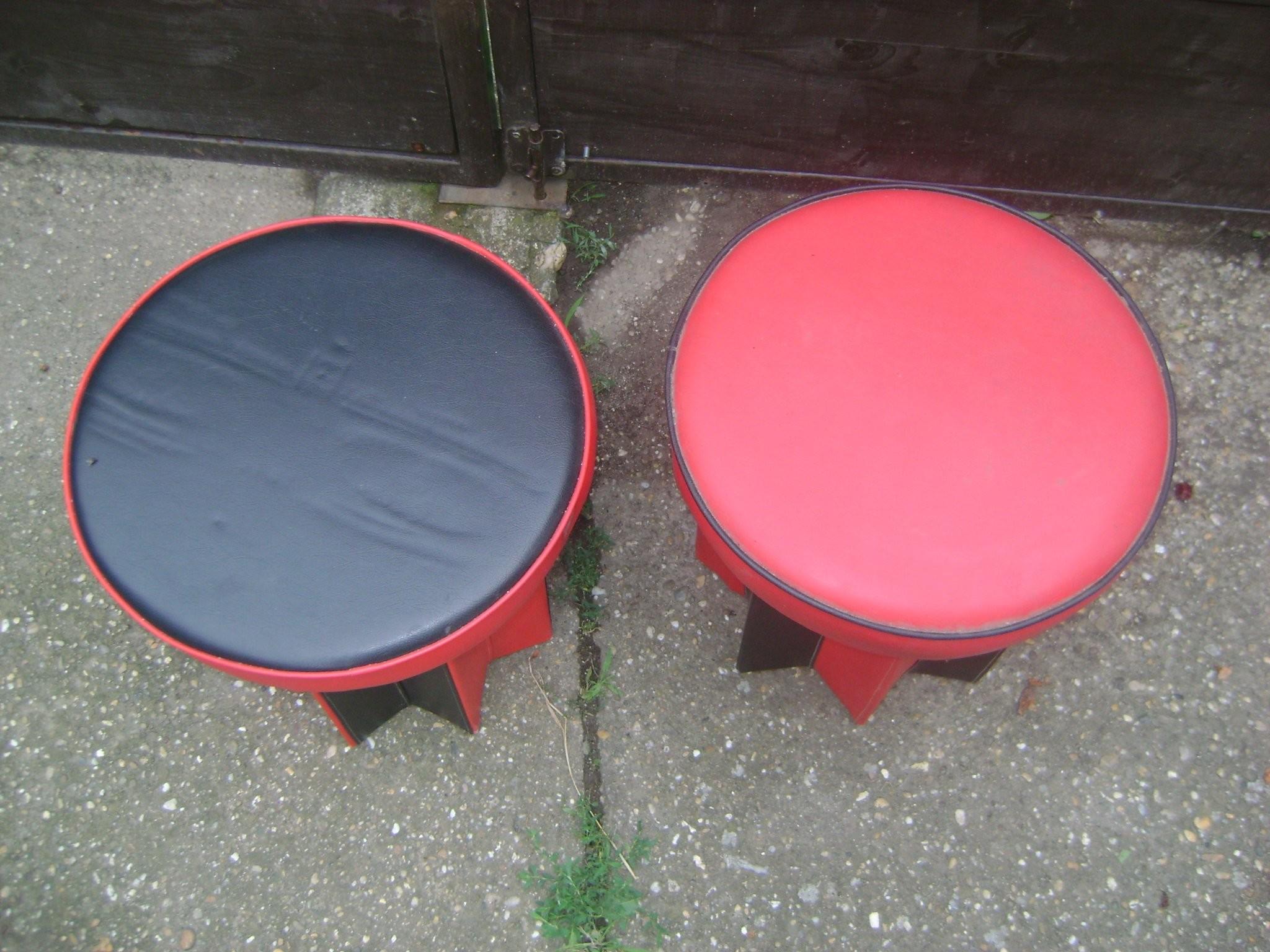 Hungarian Midcentury Stool Ottoman, 1950s, Pair For Sale