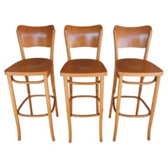 Retro Mid-Century Stools Bentwood Attributed to Thonet, Set of 3
