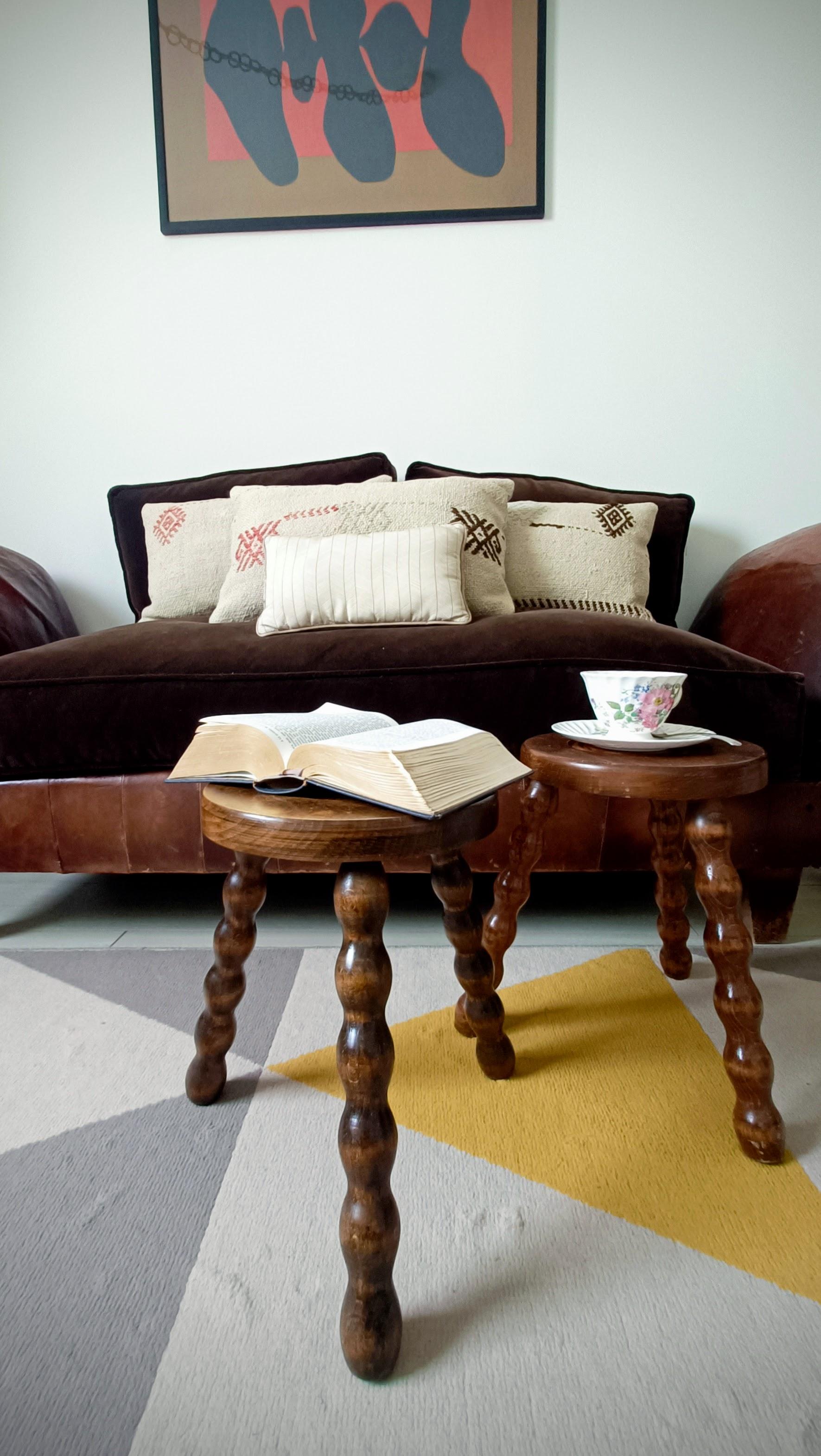Très Chic Pair of Mid-Century Wooden Stools / Accent Tables Attributed to Charles Dudouyt

A refined and sculptural pair of Mid-Century stools or side tables attributed to French designer Charles Dudouyt. Crafted in chestnut wood, each piece