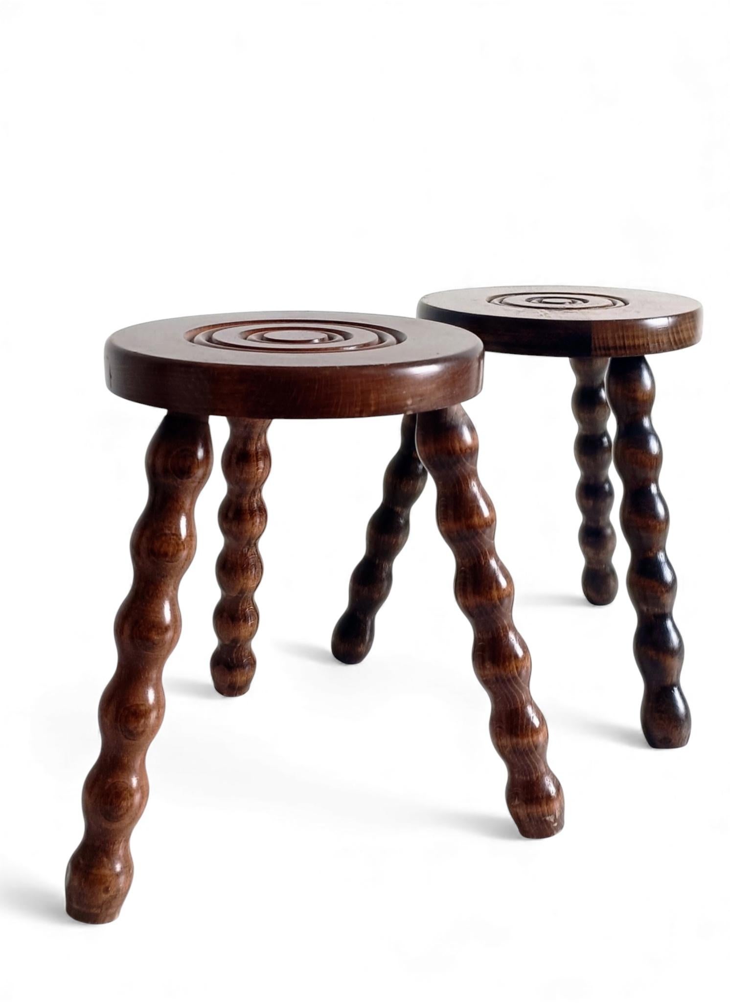 Français Mid-Century Stools or Accent Tables, Charles Dudouyt Style, France, 1950s en vente