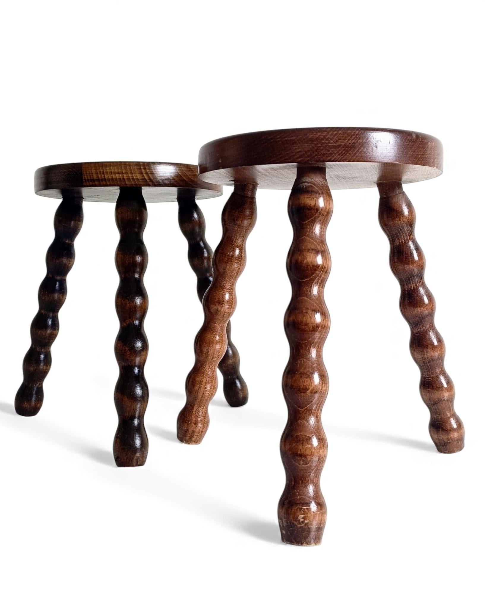 Bois Mid-Century Stools or Accent Tables, Charles Dudouyt Style, France, 1950s en vente