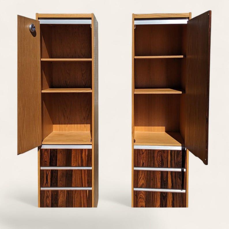 Mid Century Storage Cabinets, Bücherregal, Schrank, 70er Jahre, Made in Canada, Eiche, Palisanderholz

Abmessungen: 75