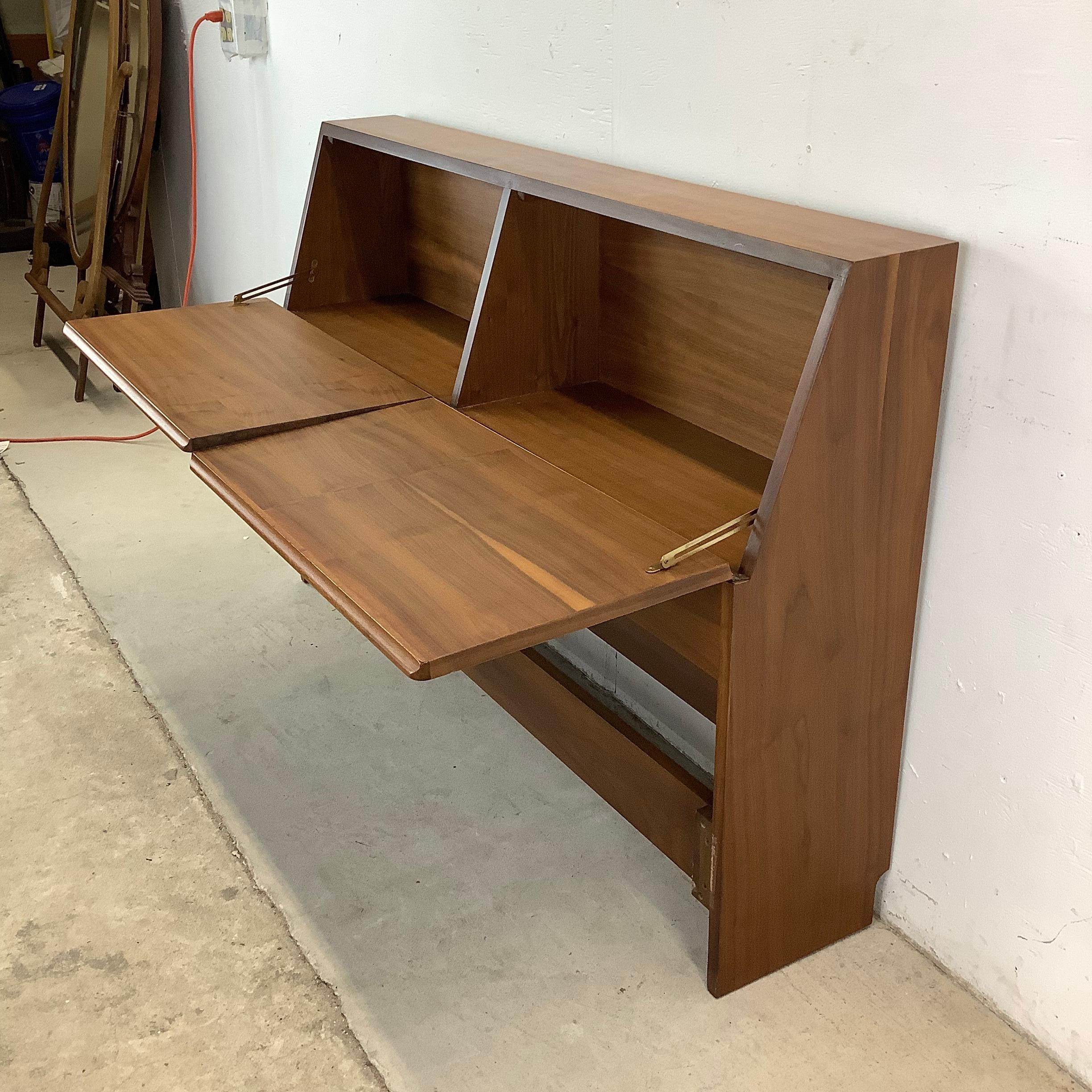 Walnut Mid-Century Storage Headboard by Drexel Declaration- Full Size For Sale