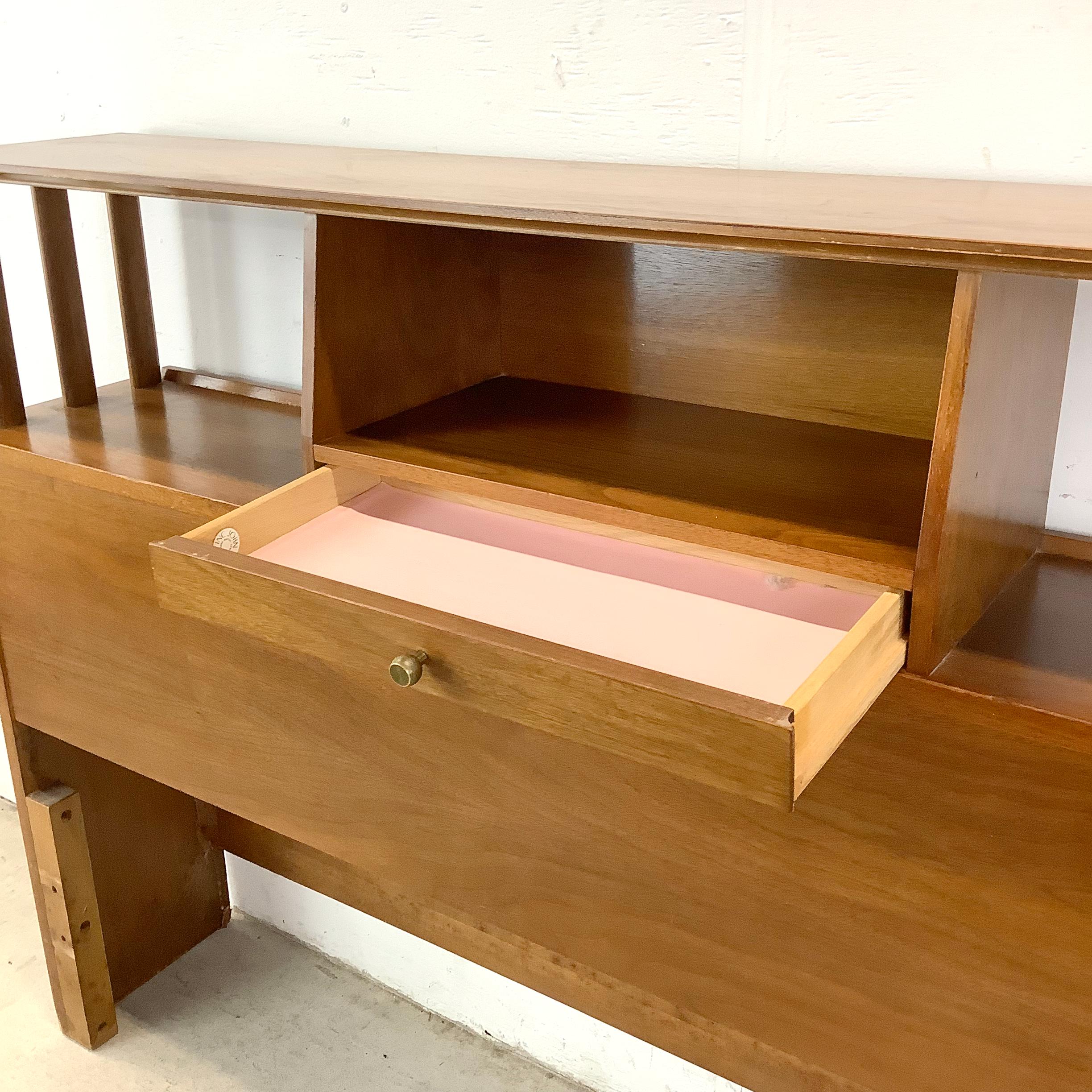 Wood Mid-Century Storage Headboard- Full Size
