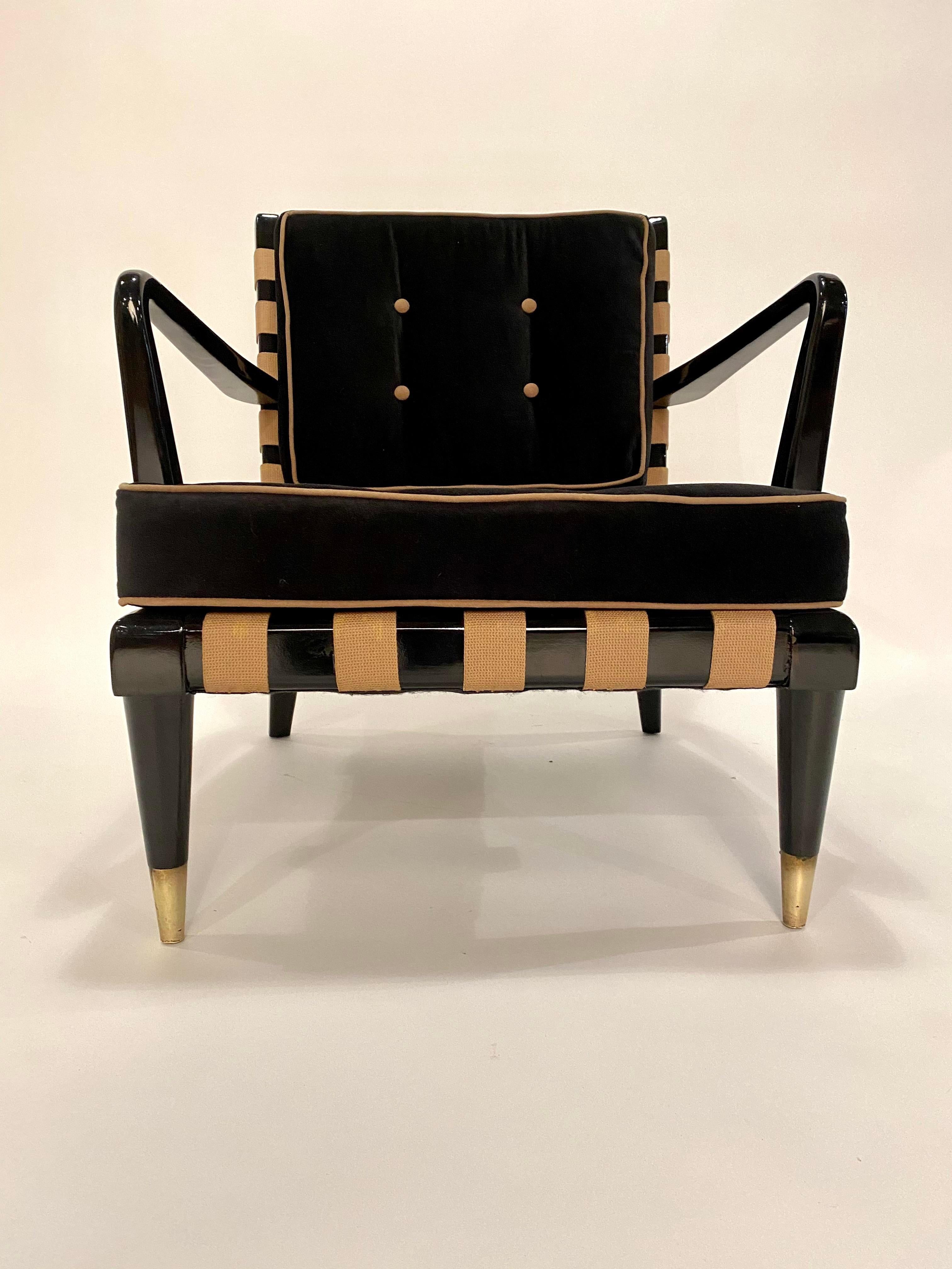 Chaise longue à sangles du milieu du siècle dans le style de Robsjohn Gibbings en vente 3