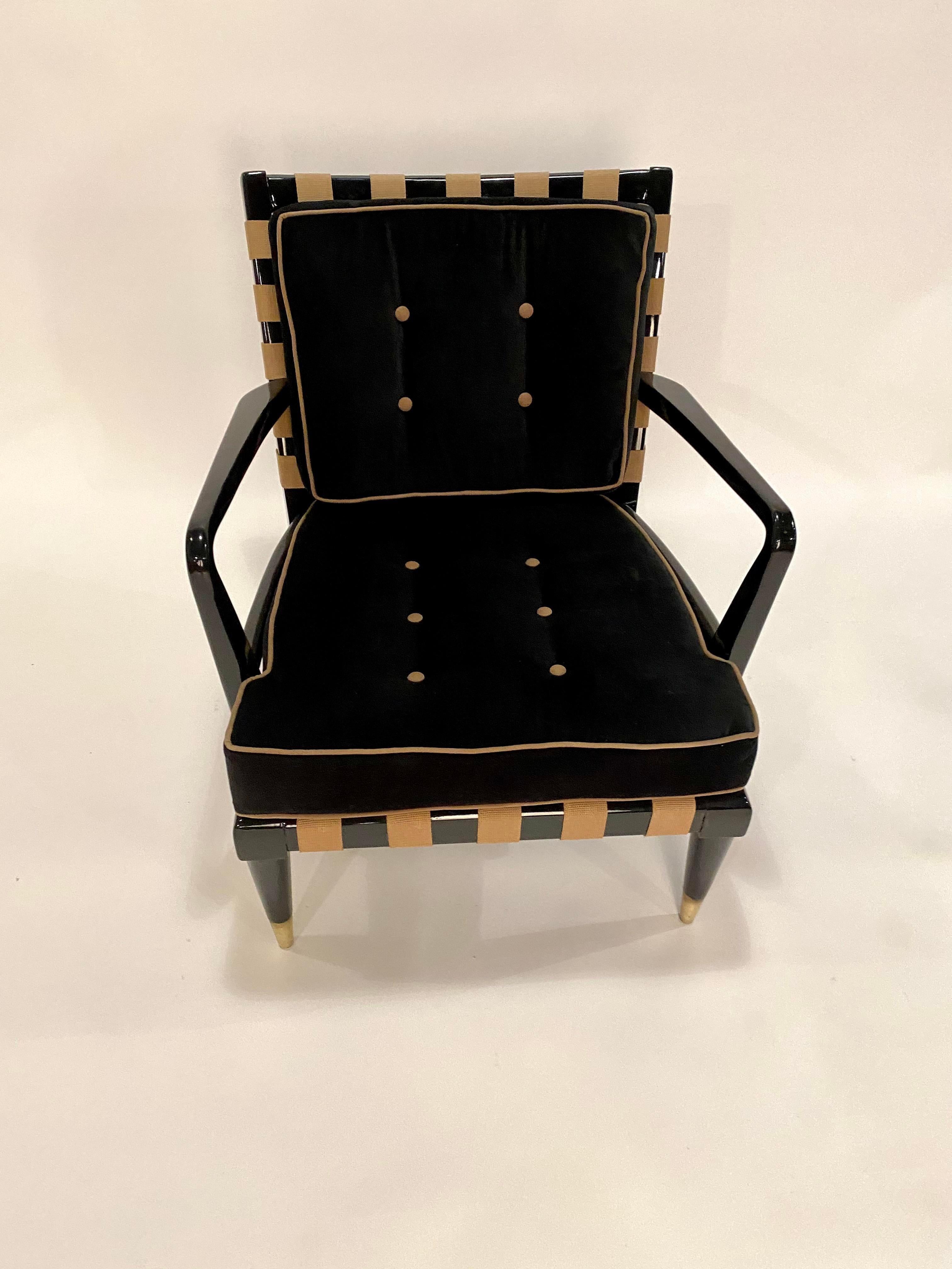Chaise longue à sangles du milieu du siècle dans le style de Robsjohn Gibbings en vente 2