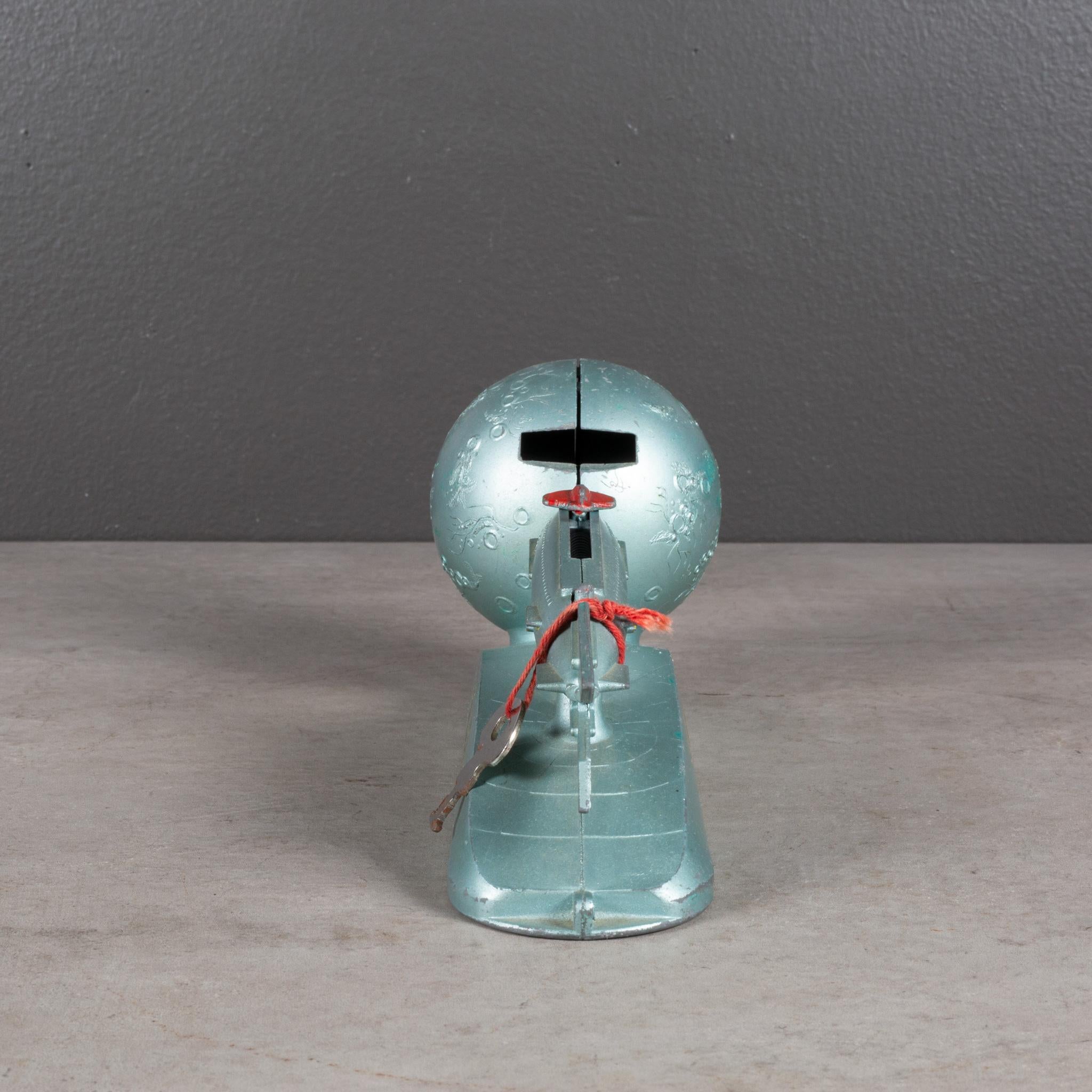 Industrial Mid-century Strato Moon Rocket Mechanical Bank c.1950  (FREE SHIPPING) For Sale