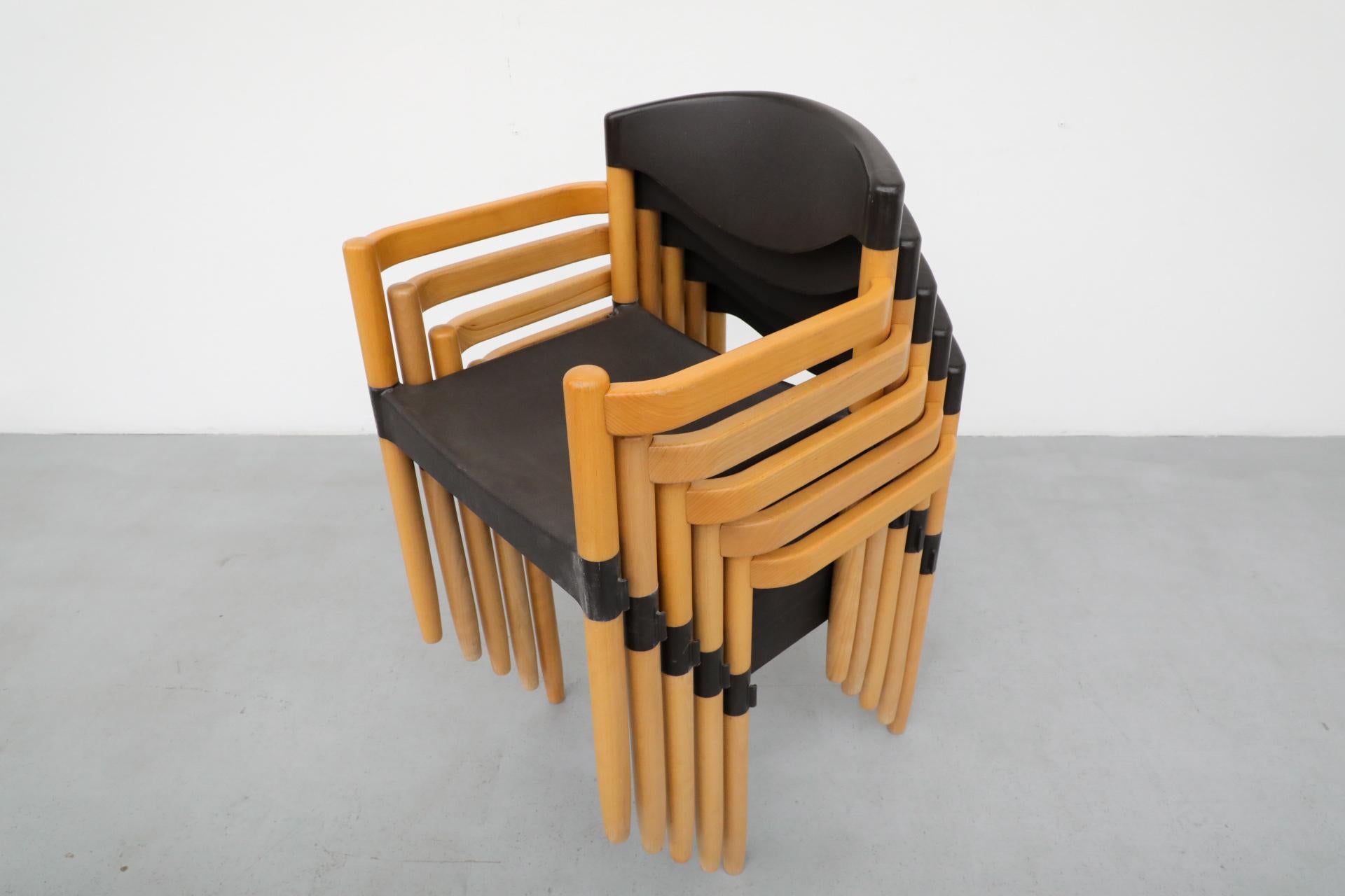 Mid-Century 'Strax' Stacking Arm Chairs by Hartmut Lohmeyer for Casala in Black For Sale 4