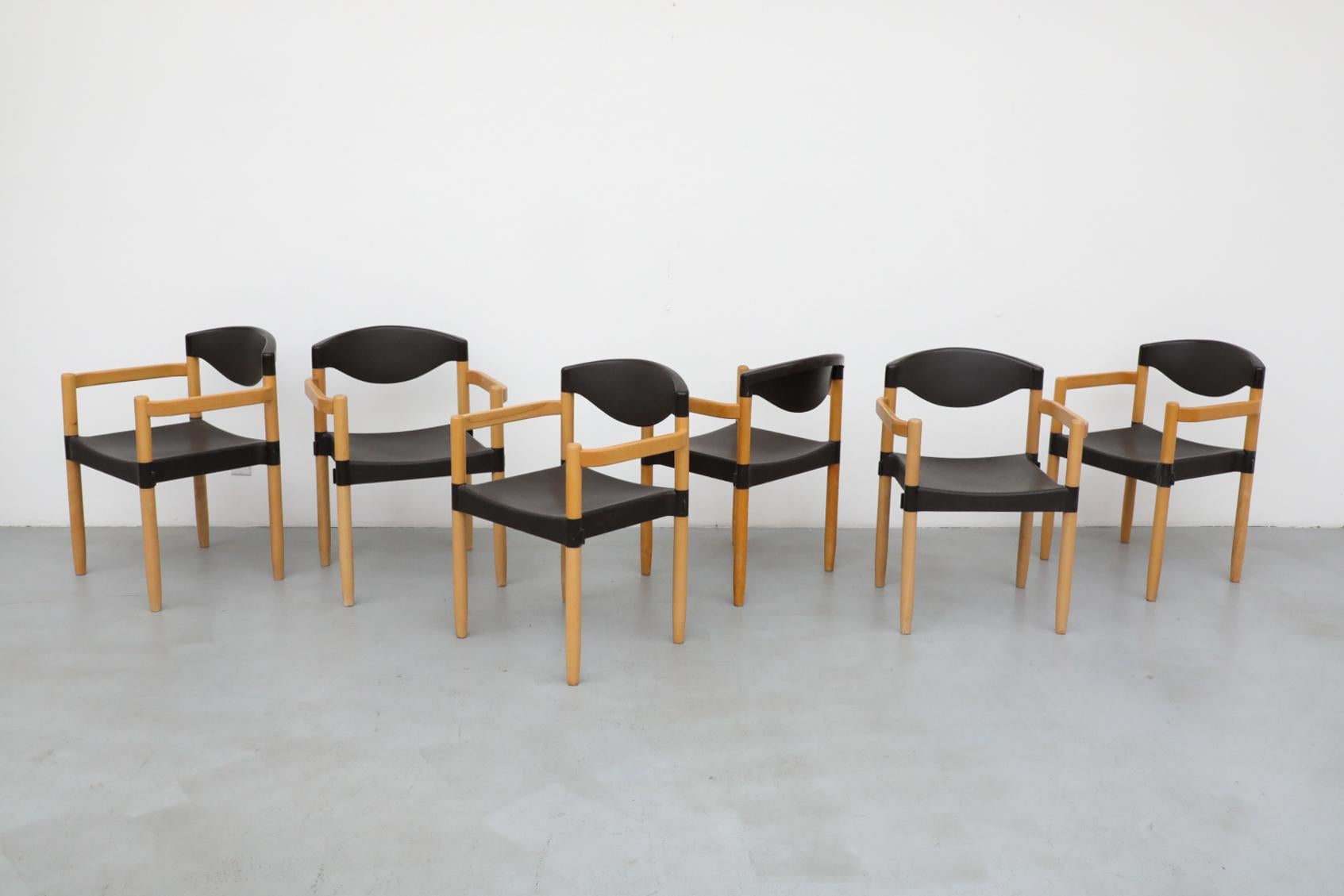 Mid-Century Modern Mid-Century 'Strax' Stacking Arm Chairs by Hartmut Lohmeyer for Casala in Black For Sale