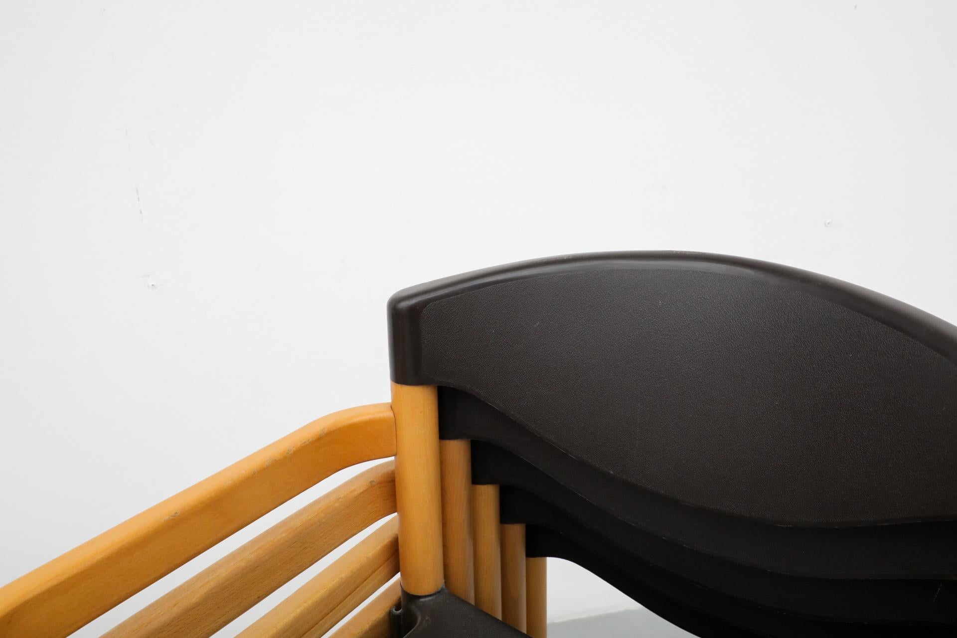 Plastic Mid-Century 'Strax' Stacking Arm Chairs by Hartmut Lohmeyer for Casala in Black For Sale
