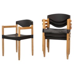 Mid-Century 'Strax' Stacking Arm Chairs by Hartmut Lohmeyer for Casala in Black