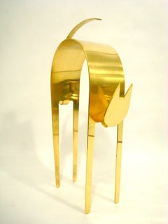 Mid Century / Art Deco / Vintage Brass Stretching Hagenauer Cat Sculpture Figure