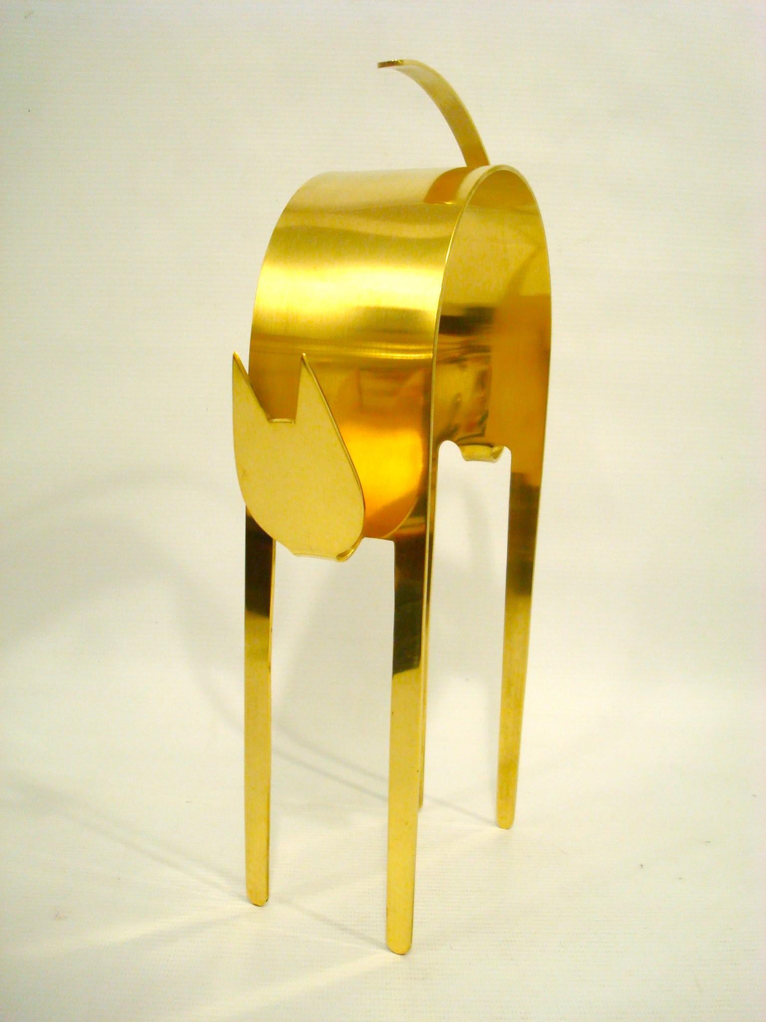 Siglo Medio / Art Decó / Vintage Escultura de Latón Estirada Figura de Gato Hagenauer Moderno de mediados de siglo en venta