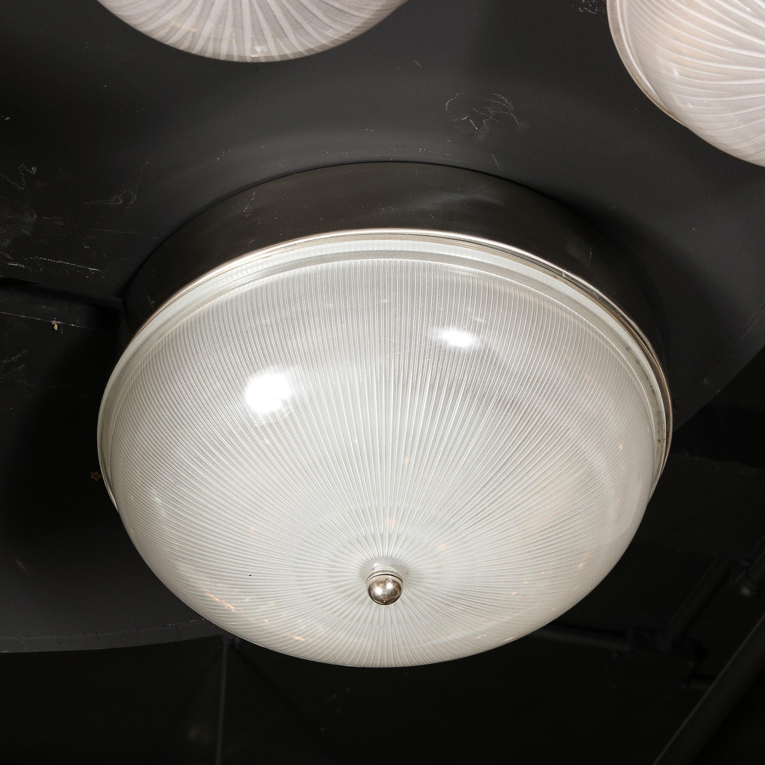 Milieu du XXe siècle Luminaire  monture flottante en verre stri du milieu du sicle, avec raccords chroms en vente