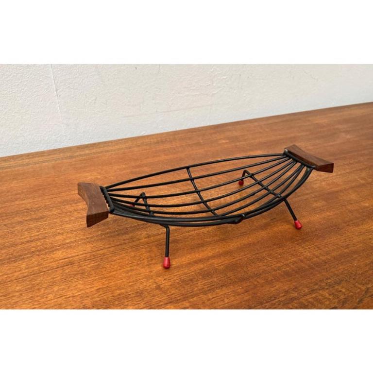 Mid-Century String Fruit Bowl with Teak Handle, 1960s For Sale 4