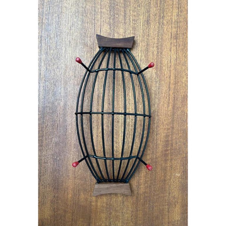 20th Century Mid-Century String Fruit Bowl with Teak Handle, 1960s For Sale