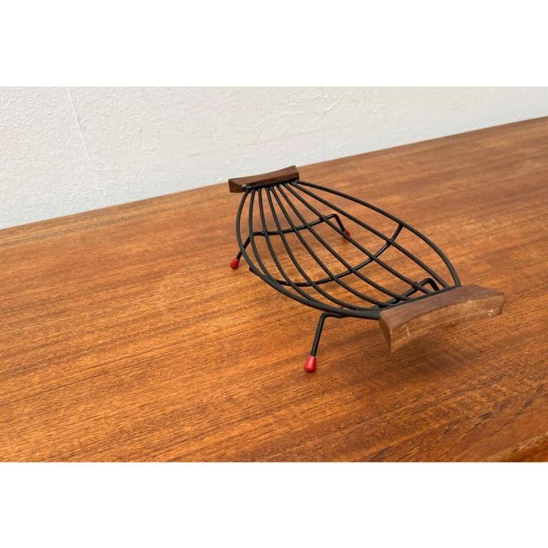 Mid-Century String Fruit Bowl with Teak Handle, 1960s For Sale 3
